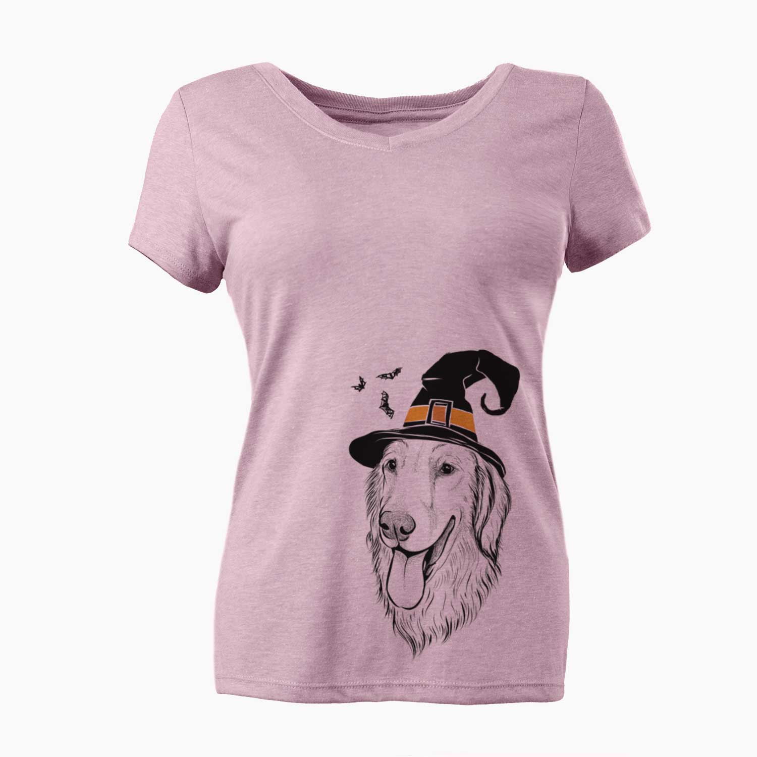 Witch Bailey the Golden Retriever - Women's V-neck Shirt