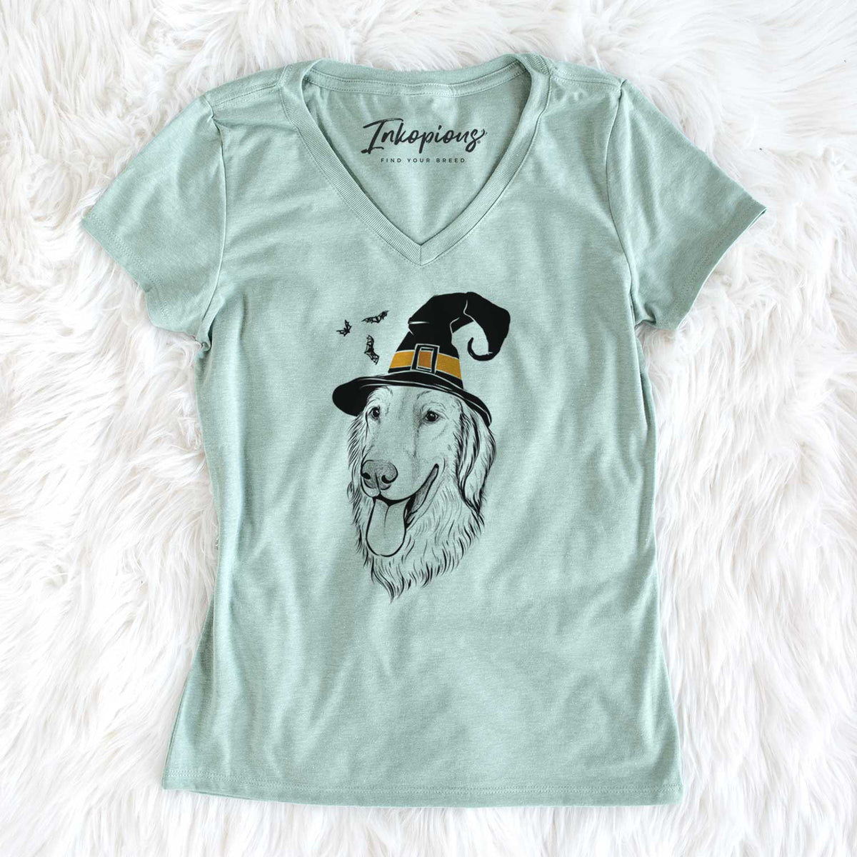 Witch Bailey the Golden Retriever - Women's V-neck Shirt