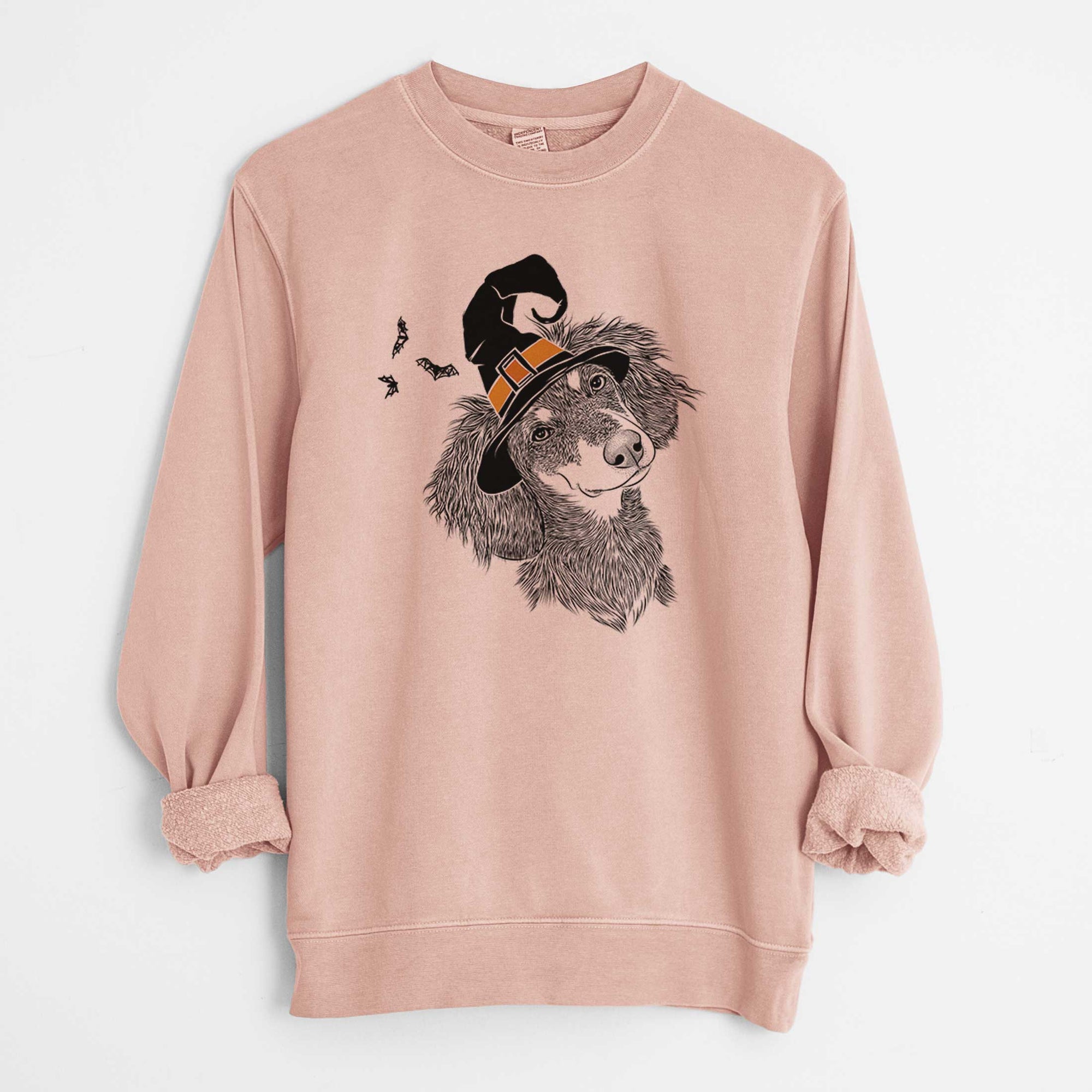 Witch Bailey the Long Haired Dachshund - Unisex Pigment Dyed Crew Sweatshirt