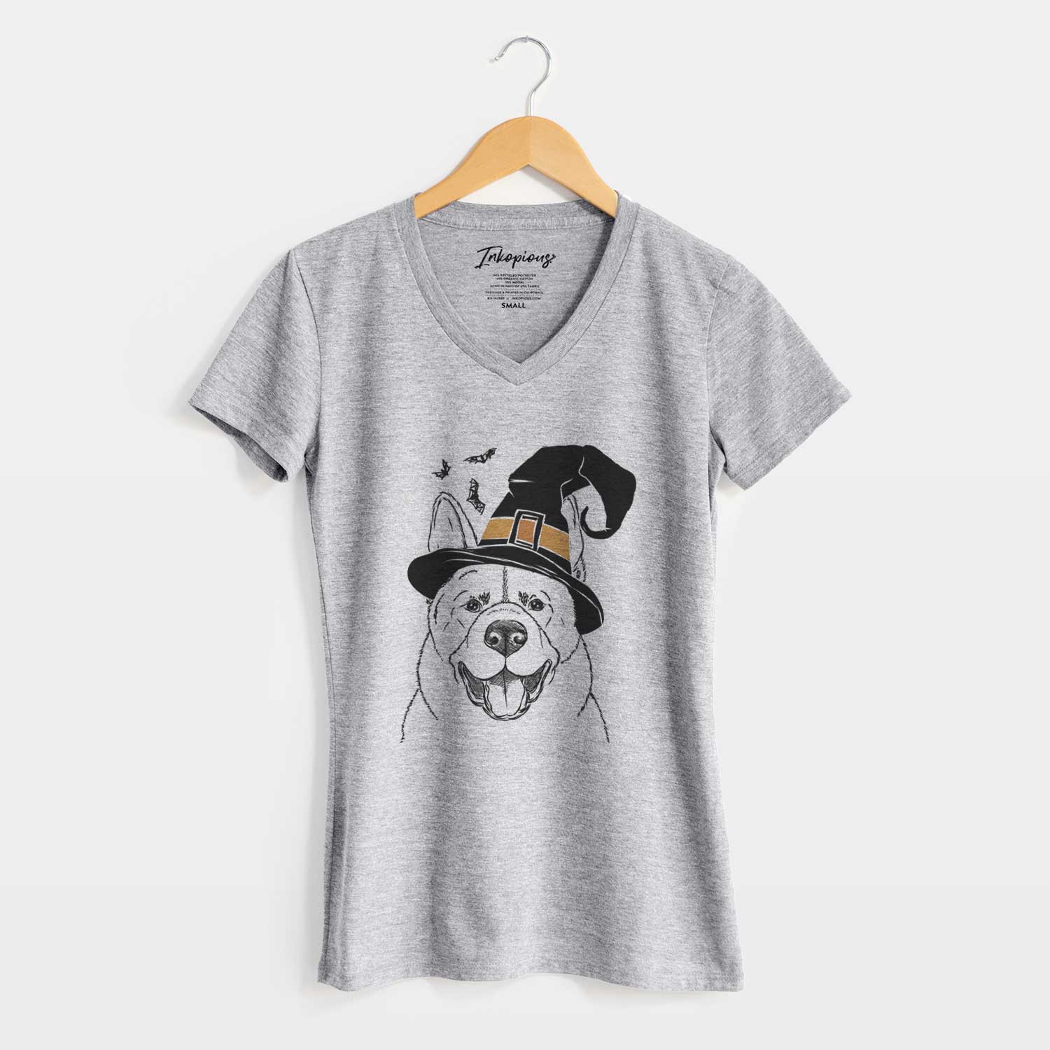 Witch Baku the Akita - Women's V-neck Shirt