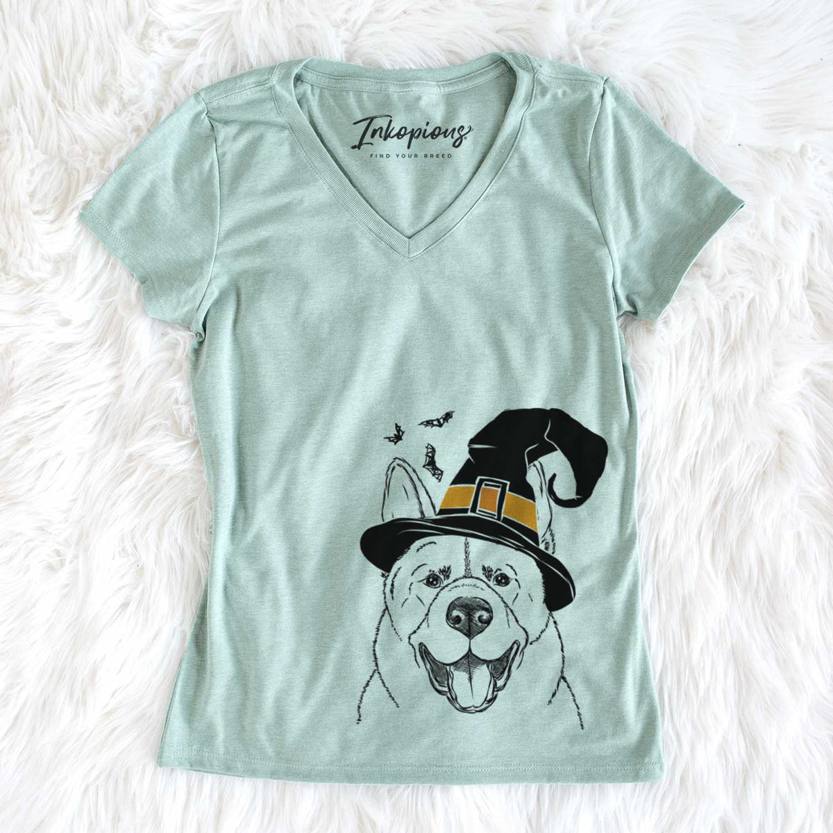 Witch Baku the Akita - Women&#39;s V-neck Shirt