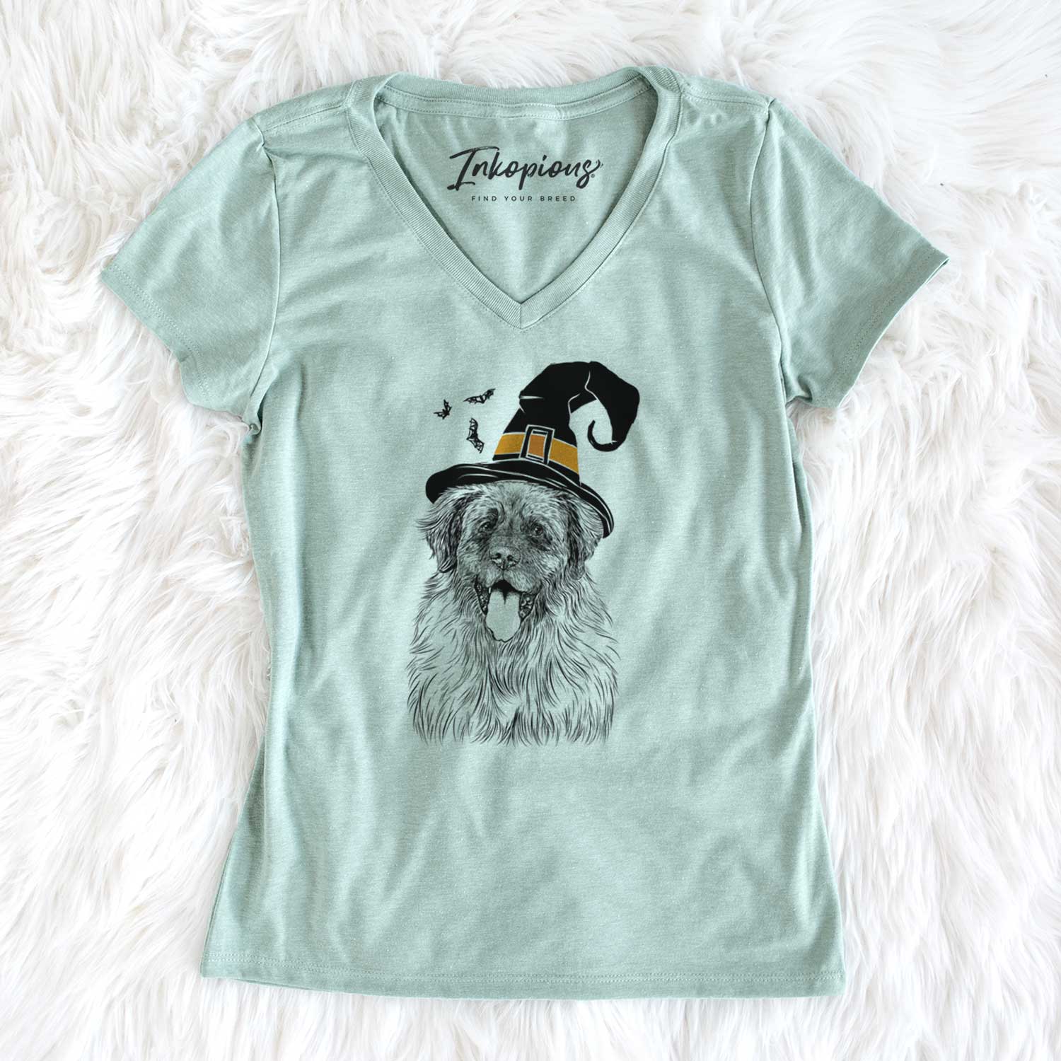 Witch Bamboo the Leonberger - Women's V-neck Shirt