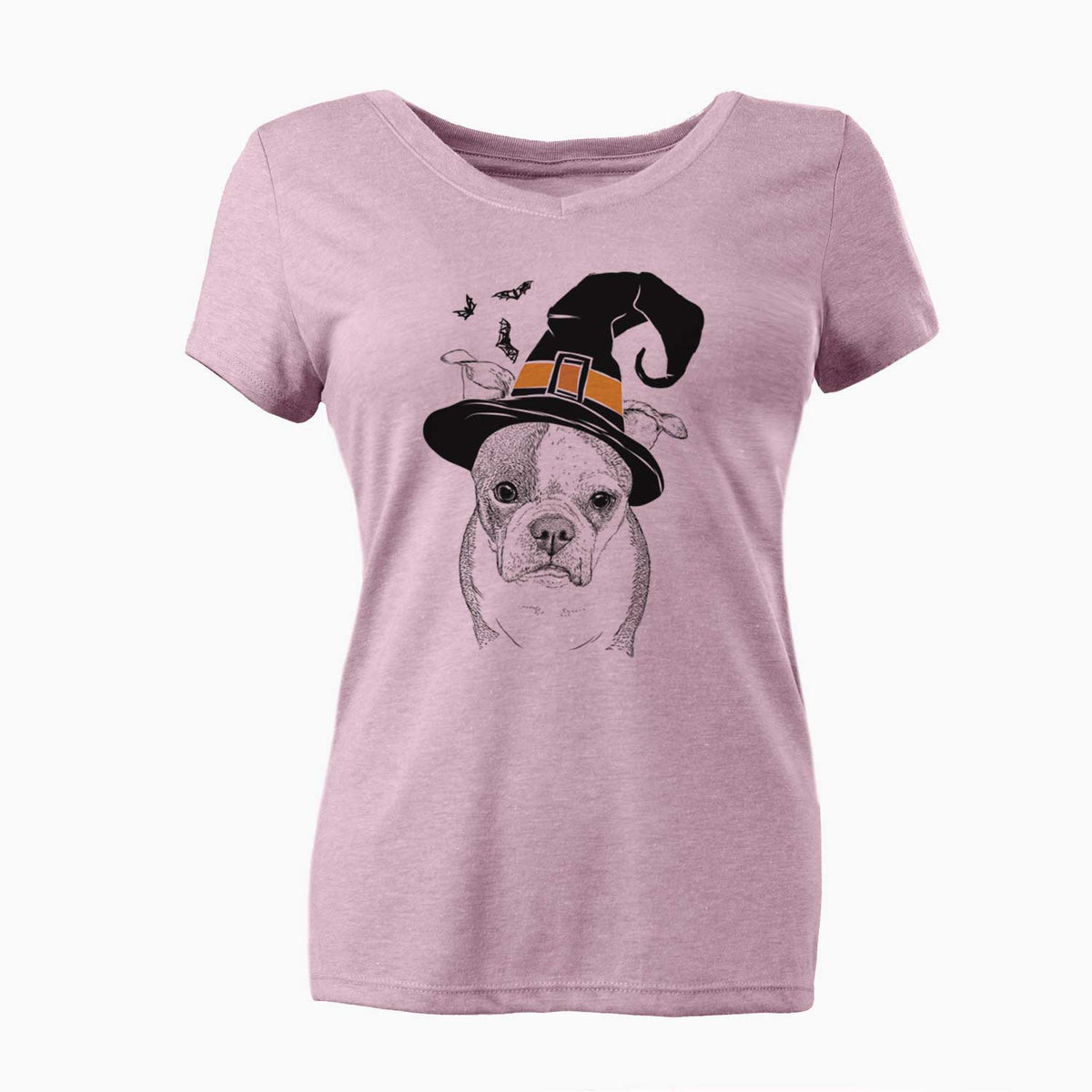 Witch Bandit the Boston Terrier - Women's V-neck Shirt