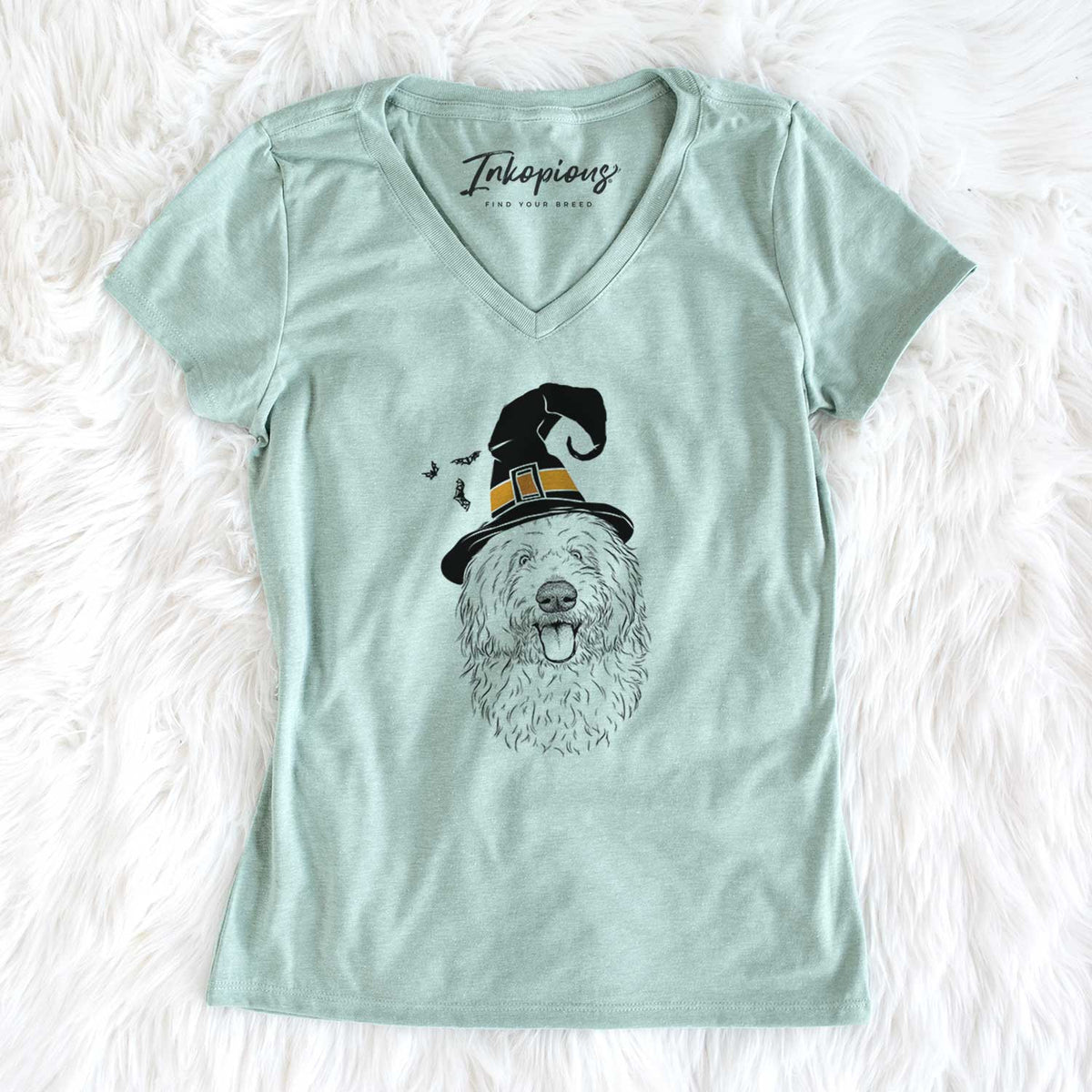 Witch Barry the Old English Sheepdog - Women's V-neck Shirt