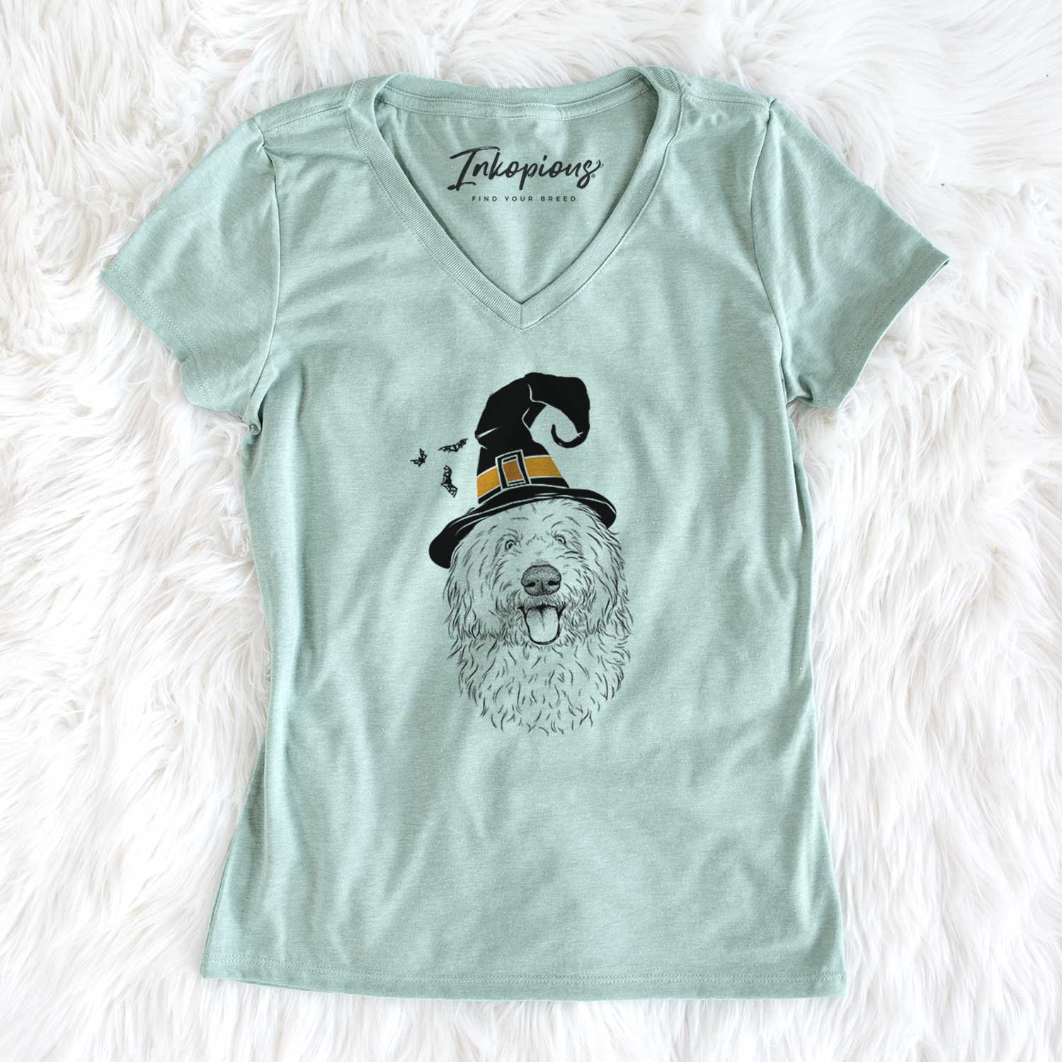 Witch Barry the Old English Sheepdog - Women's V-neck Shirt