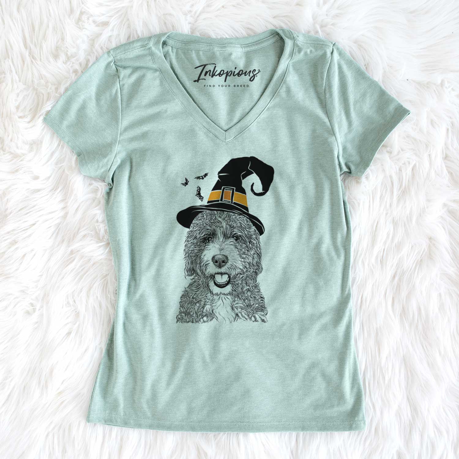 Witch Bash the Bernedoodle - Women's V-neck Shirt