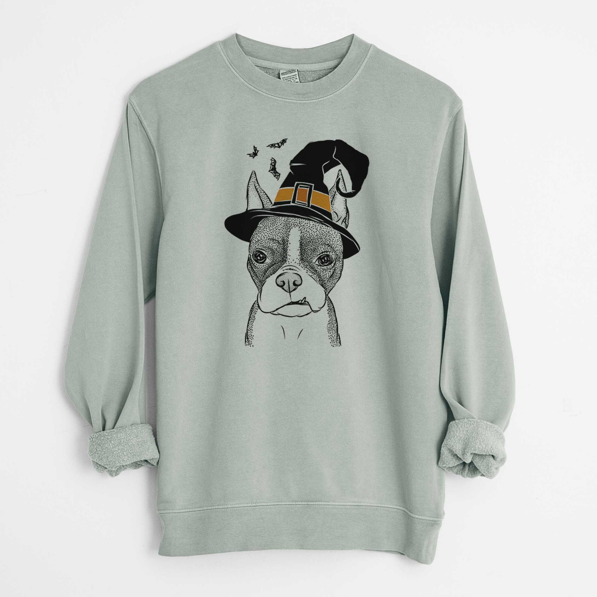 Witch Bean the Boston Terrier - Unisex Pigment Dyed Crew Sweatshirt