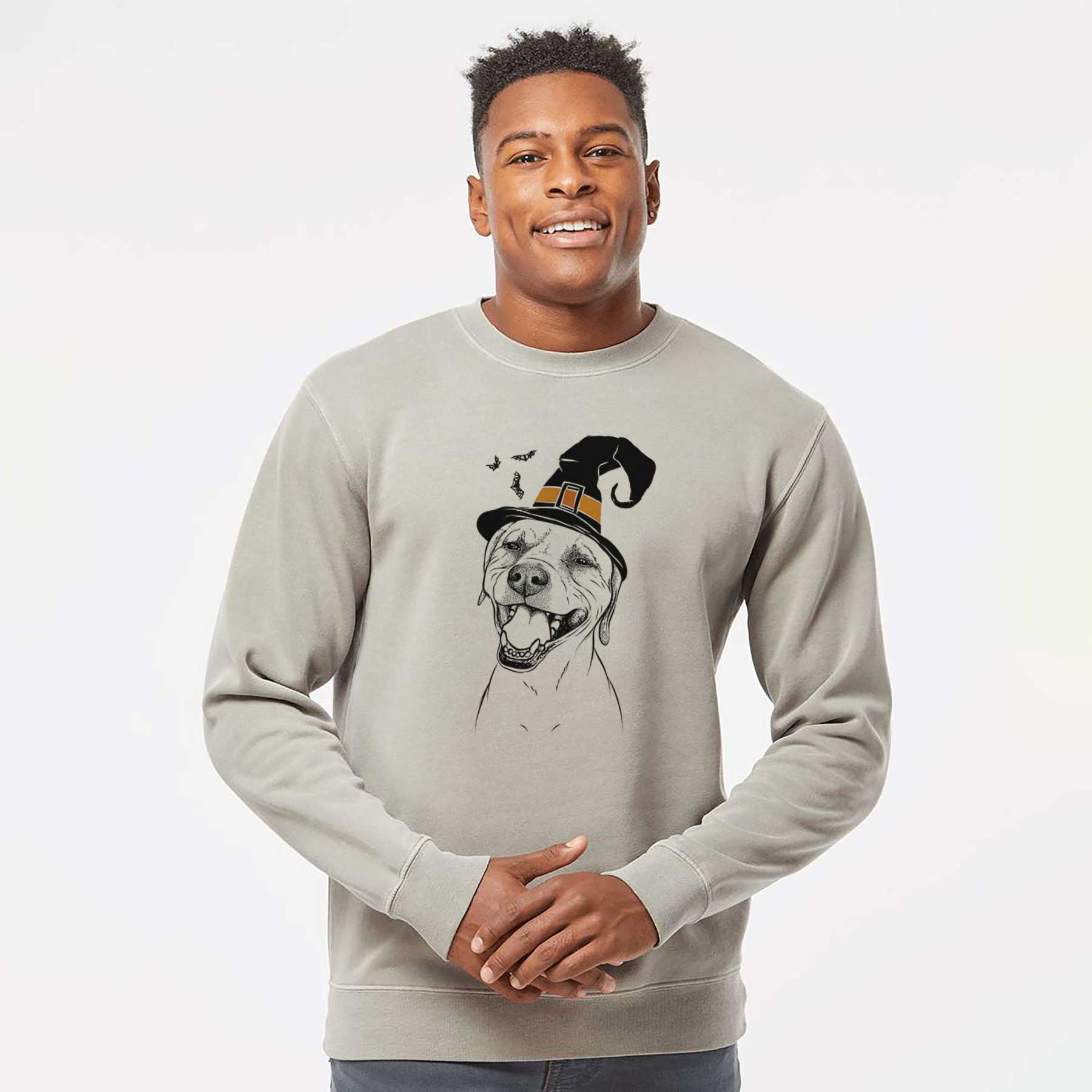 Witch Beemer the Boxer Pitbull Terrier Mix - Unisex Pigment Dyed Crew Sweatshirt