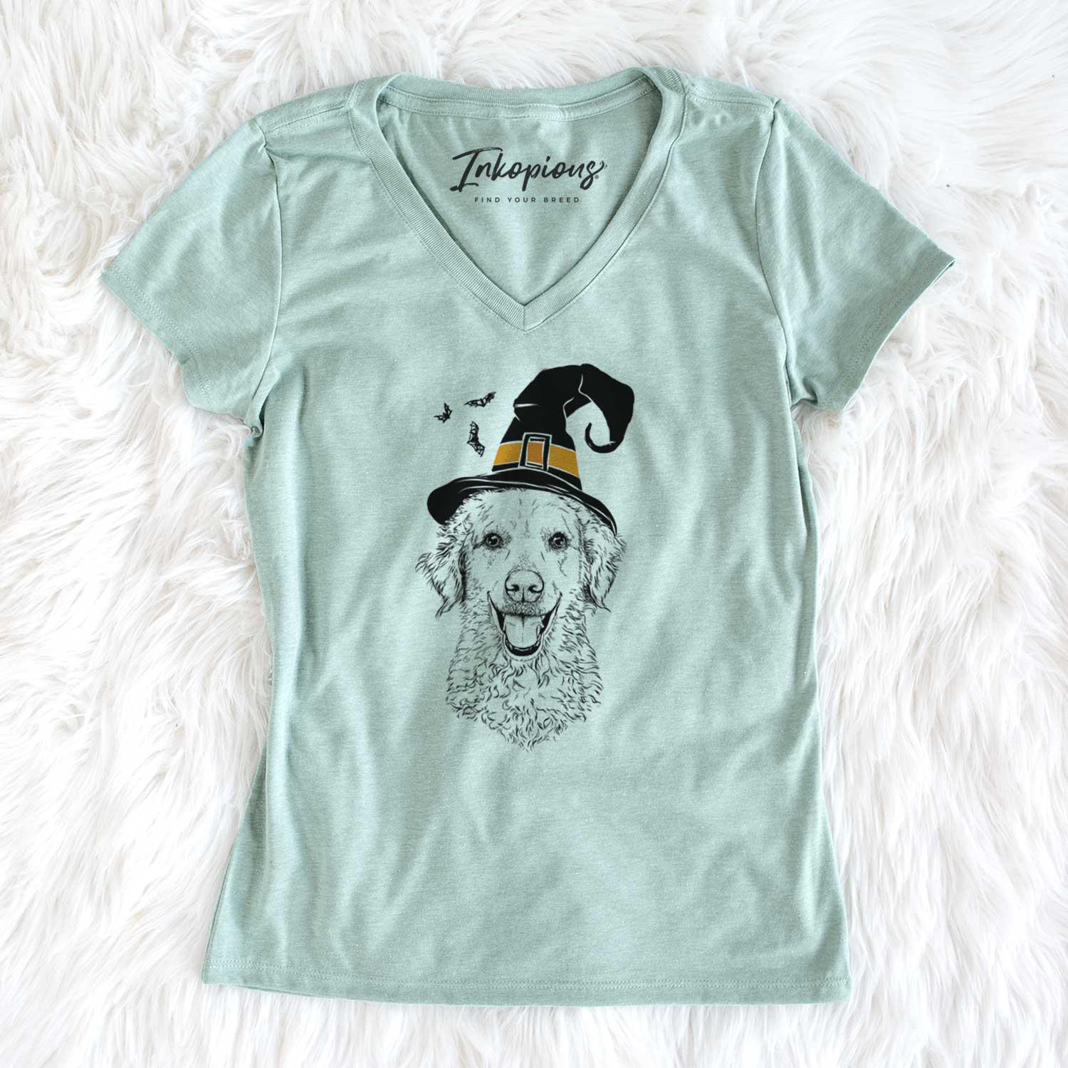Witch Bella Bean the Goldendoodle - Women's V-neck Shirt