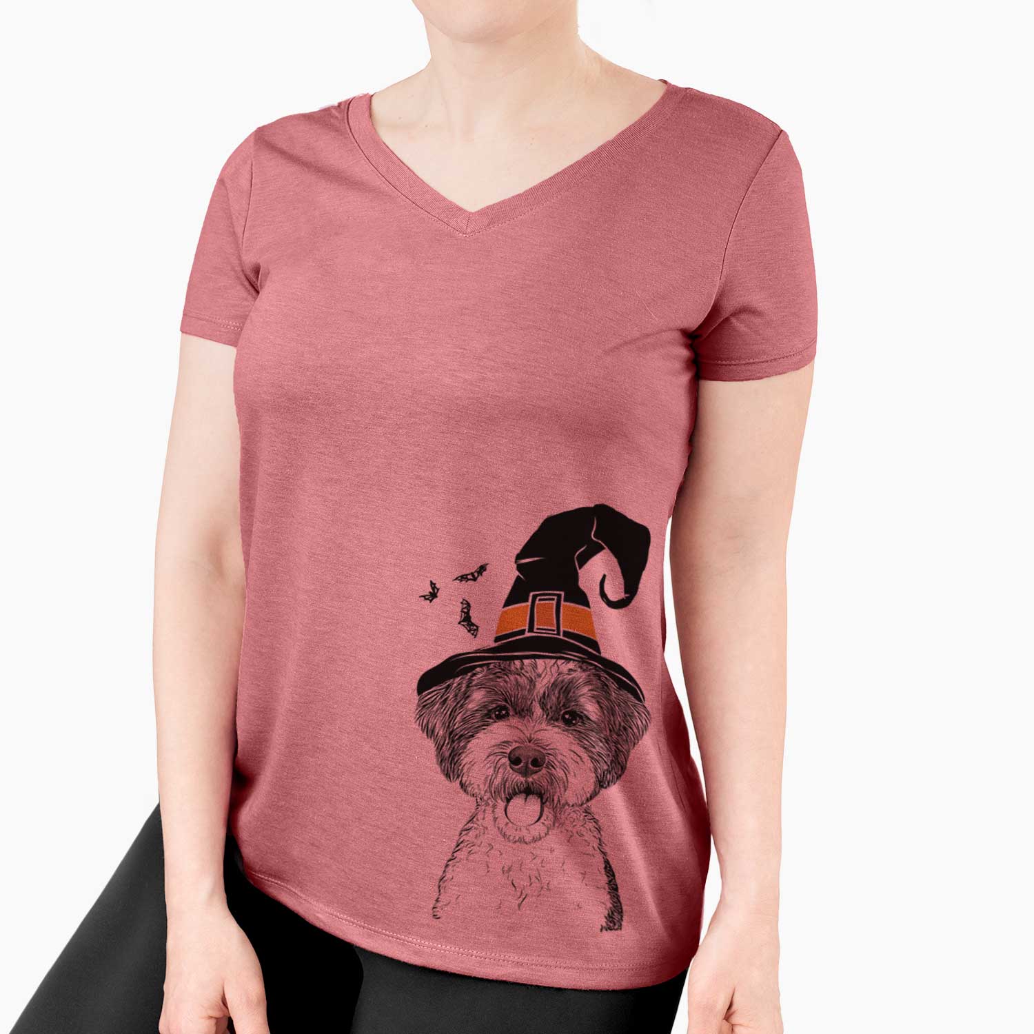 Witch Bella the Cockapoo - Women's V-neck Shirt