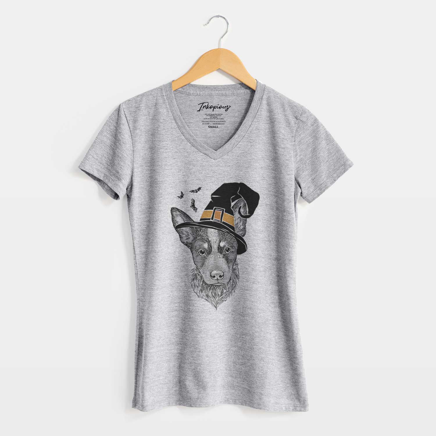 Witch Bella the Blue Heeler Puppy - Women's V-neck Shirt