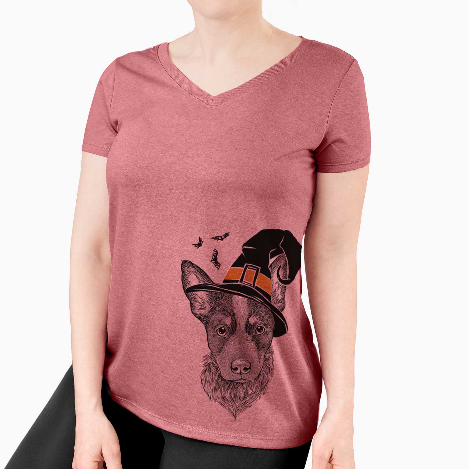 Witch Bella the Blue Heeler Puppy - Women's V-neck Shirt