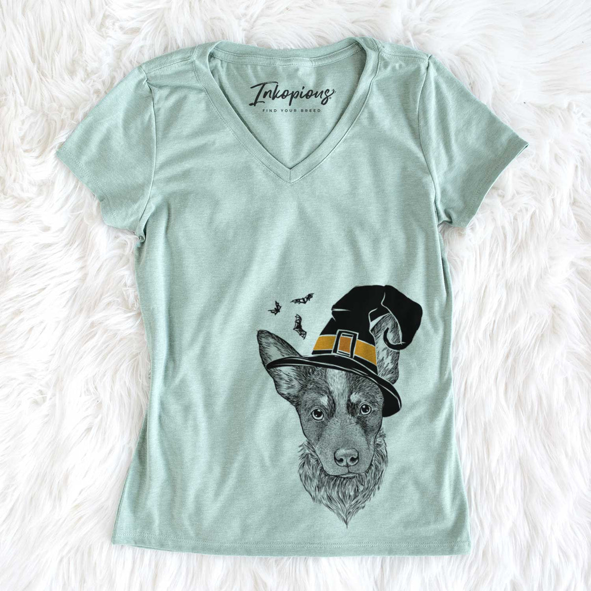 Witch Bella the Blue Heeler Puppy - Women&#39;s V-neck Shirt