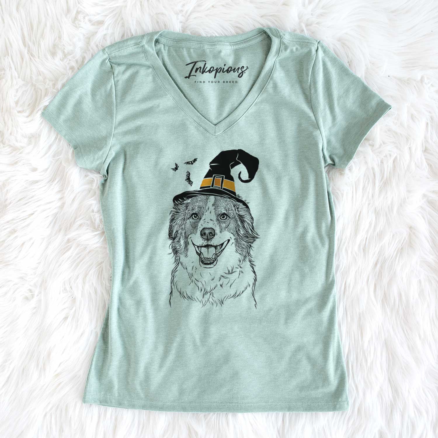 Witch Belle the Australian Shepherd Mix - Women's V-neck Shirt