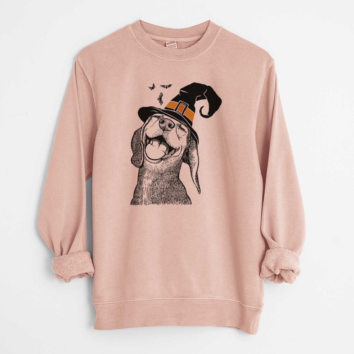 Witch Belle the Hound Mix - Unisex Pigment Dyed Crew Sweatshirt