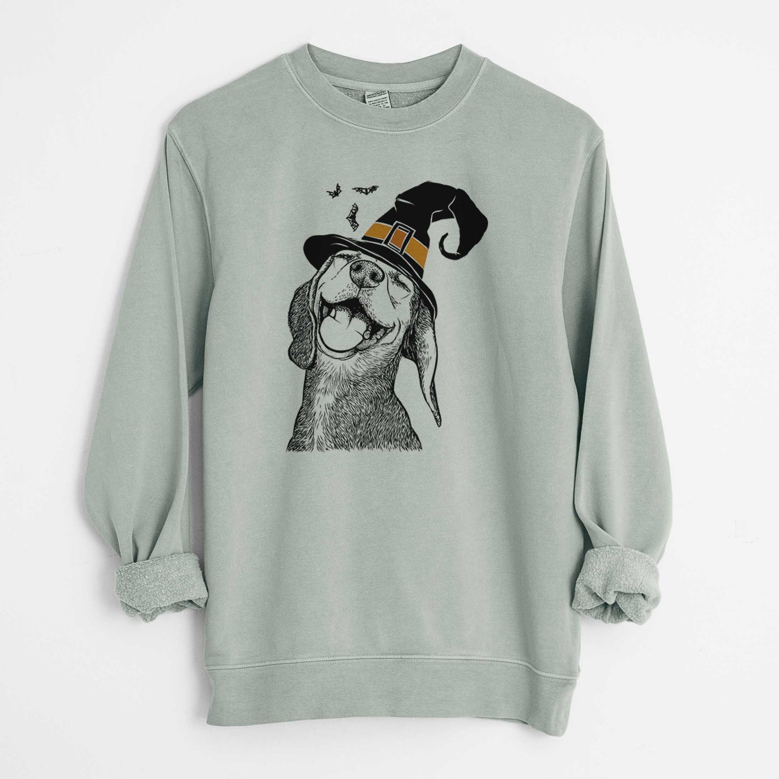 Witch Belle the Hound Mix - Unisex Pigment Dyed Crew Sweatshirt