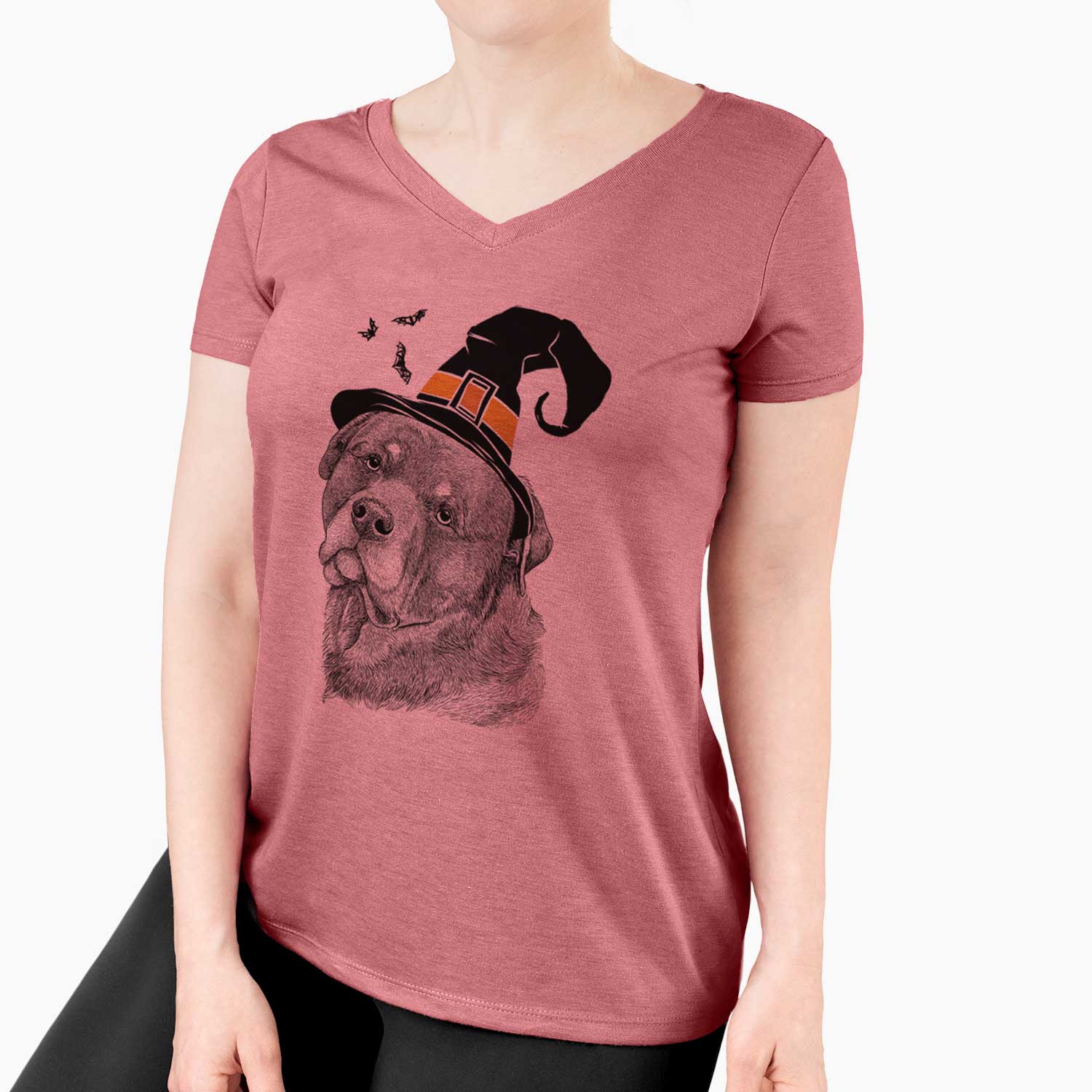 Witch Bender the Rottweiler - Women's V-neck Shirt