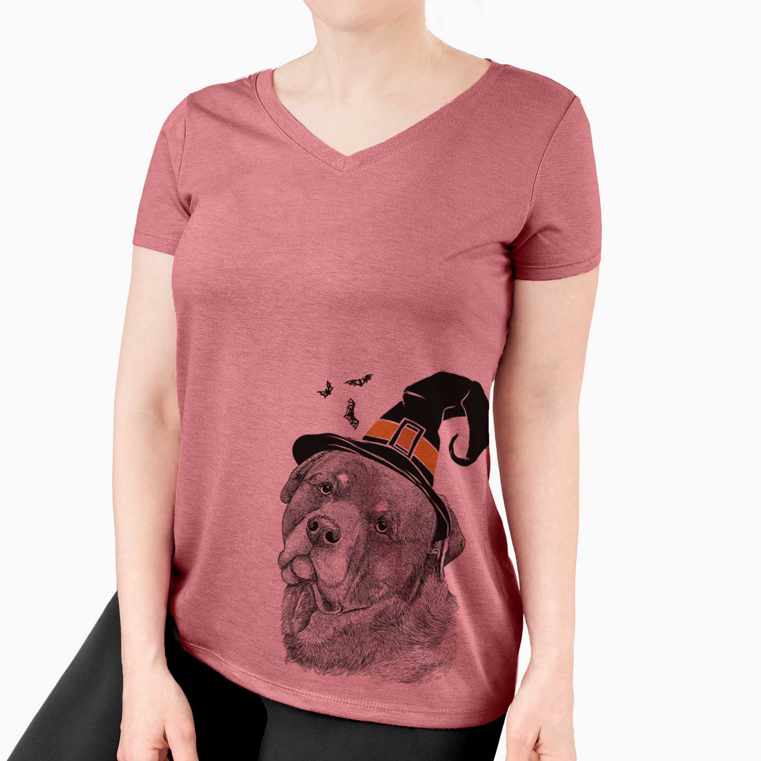 Witch Bender the Rottweiler - Women's V-neck Shirt