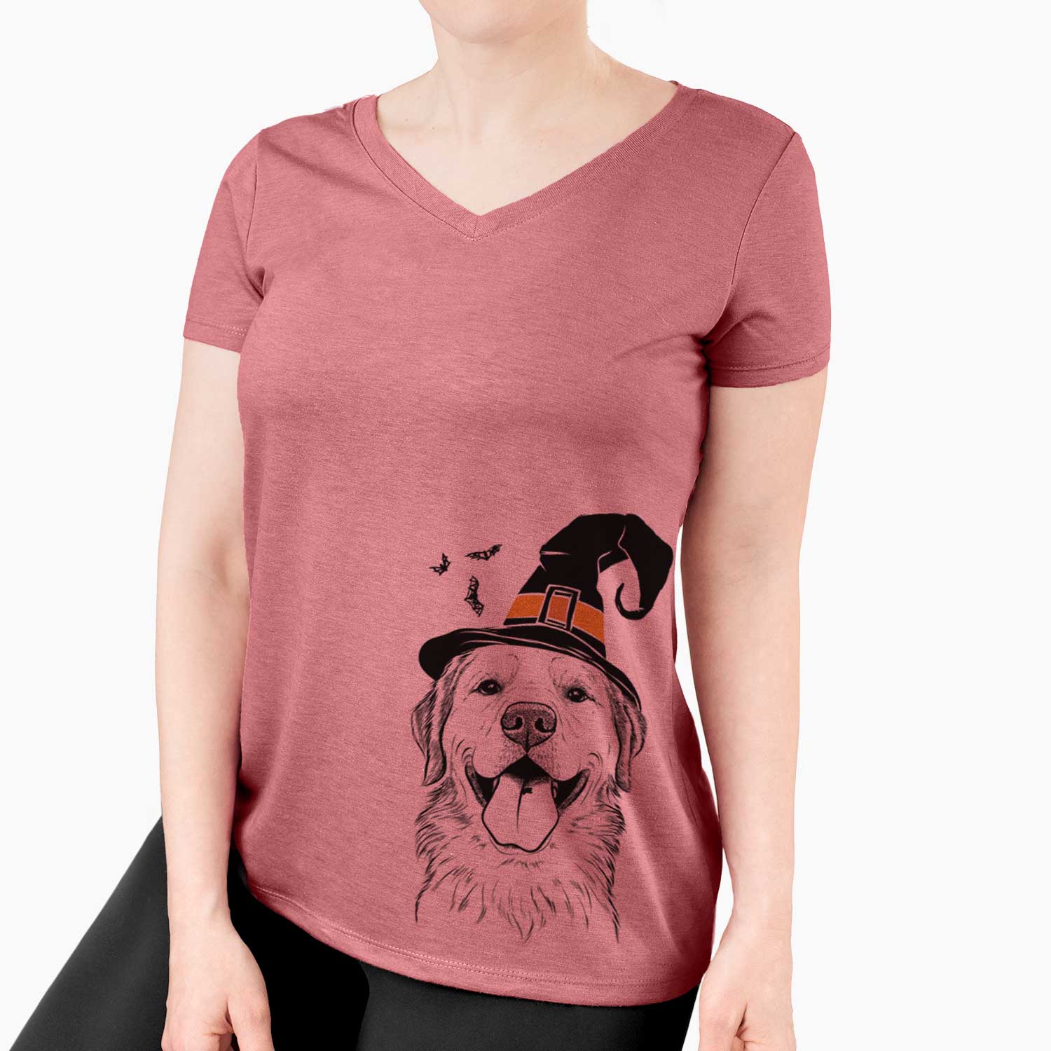 Witch Bennett the Golden Retriever - Women's V-neck Shirt