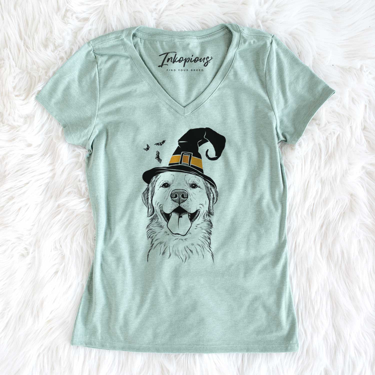 Witch Bennett the Golden Retriever - Women's V-neck Shirt