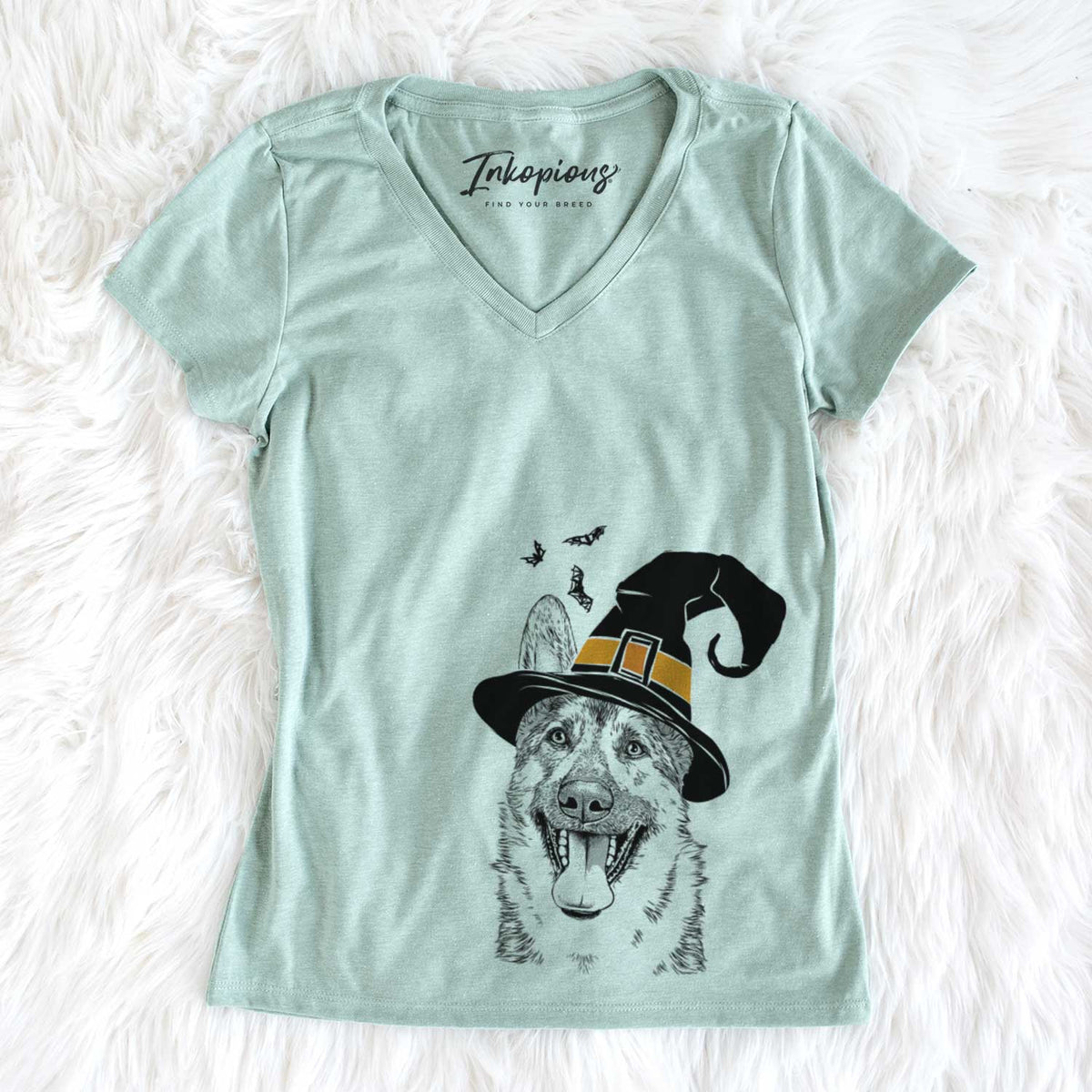 Witch Benson the German Shepherd - Women&#39;s V-neck Shirt