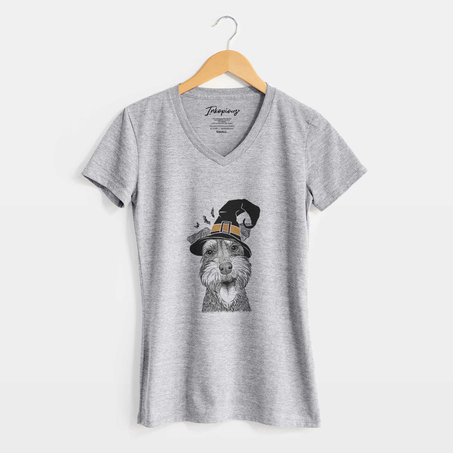 Witch Bernadette the Mini Schnauzer - Women's V-neck Shirt