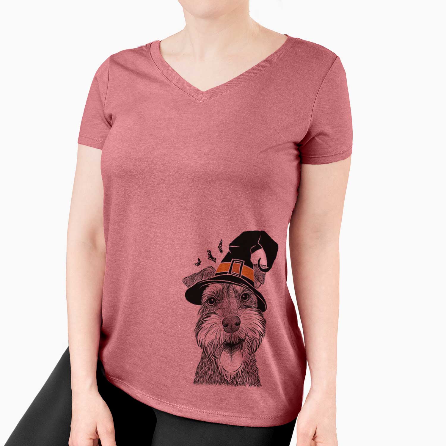 Witch Bernadette the Mini Schnauzer - Women's V-neck Shirt