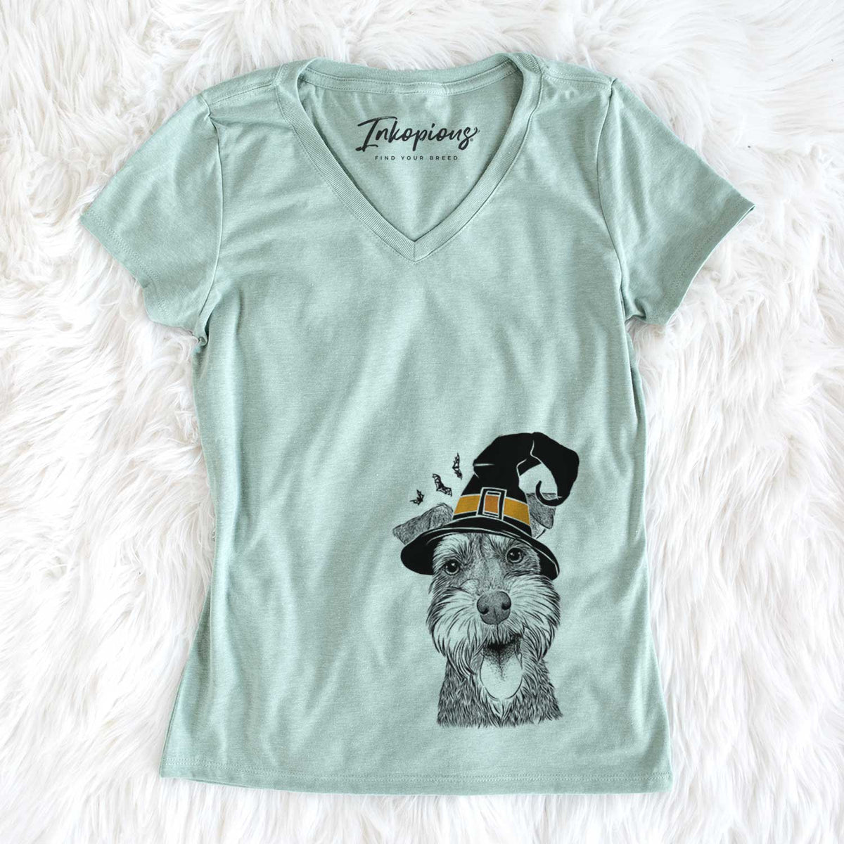 Witch Bernadette the Mini Schnauzer - Women&#39;s V-neck Shirt