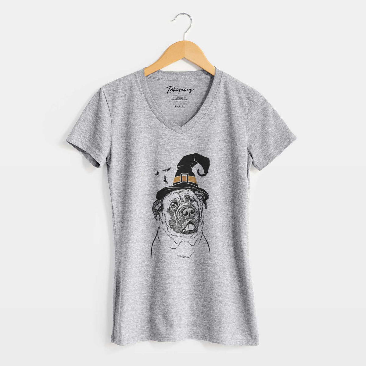 Witch Big P the English Mastiff - Women's V-neck Shirt