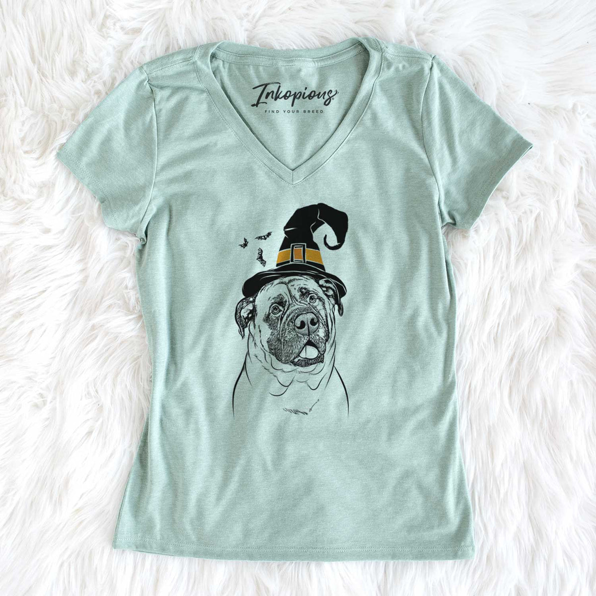 Witch Big P the English Mastiff - Women's V-neck Shirt