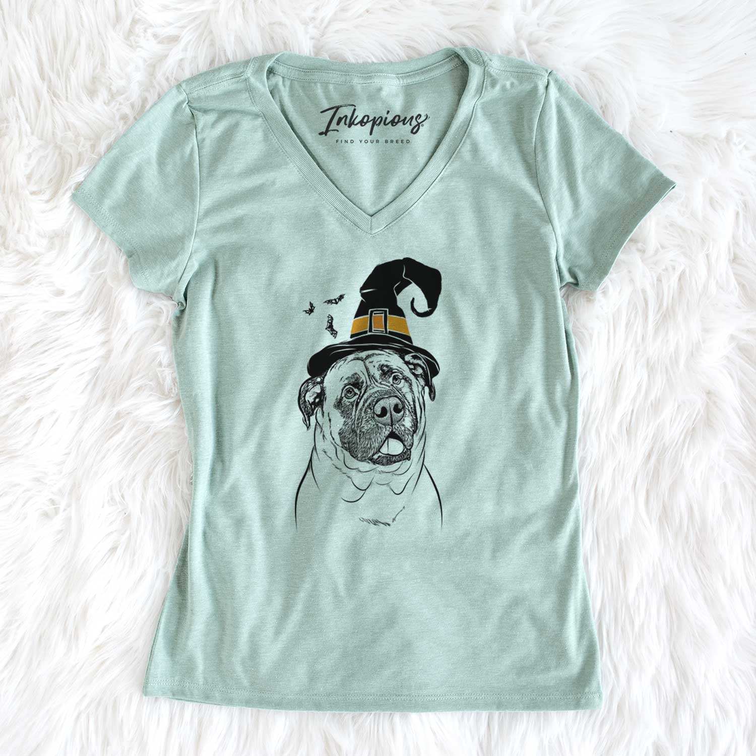Witch Big P the English Mastiff - Women's V-neck Shirt