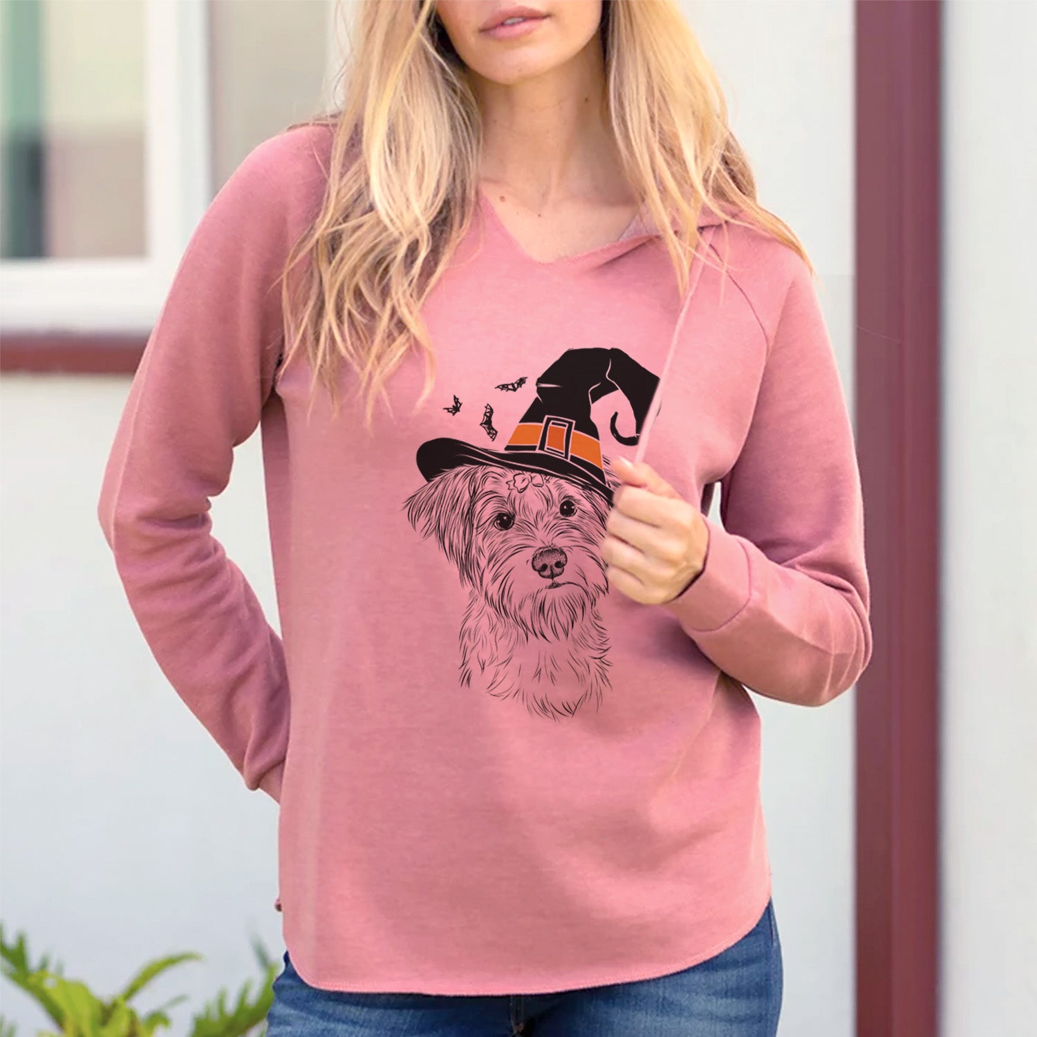 Witch Birdee the Schnauzer Mix - Cali Wave Hooded Sweatshirt