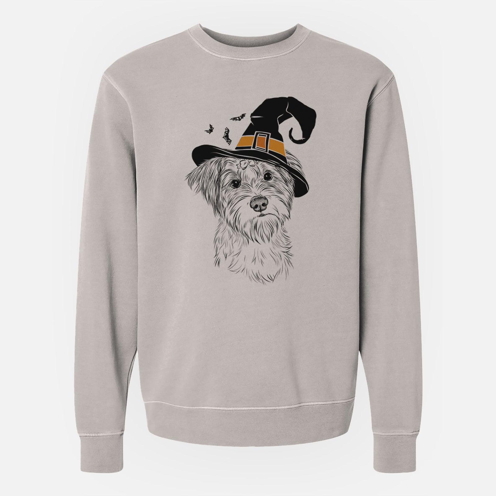 Witch Birdee the Schnauzer Mix - Unisex Pigment Dyed Crew Sweatshirt