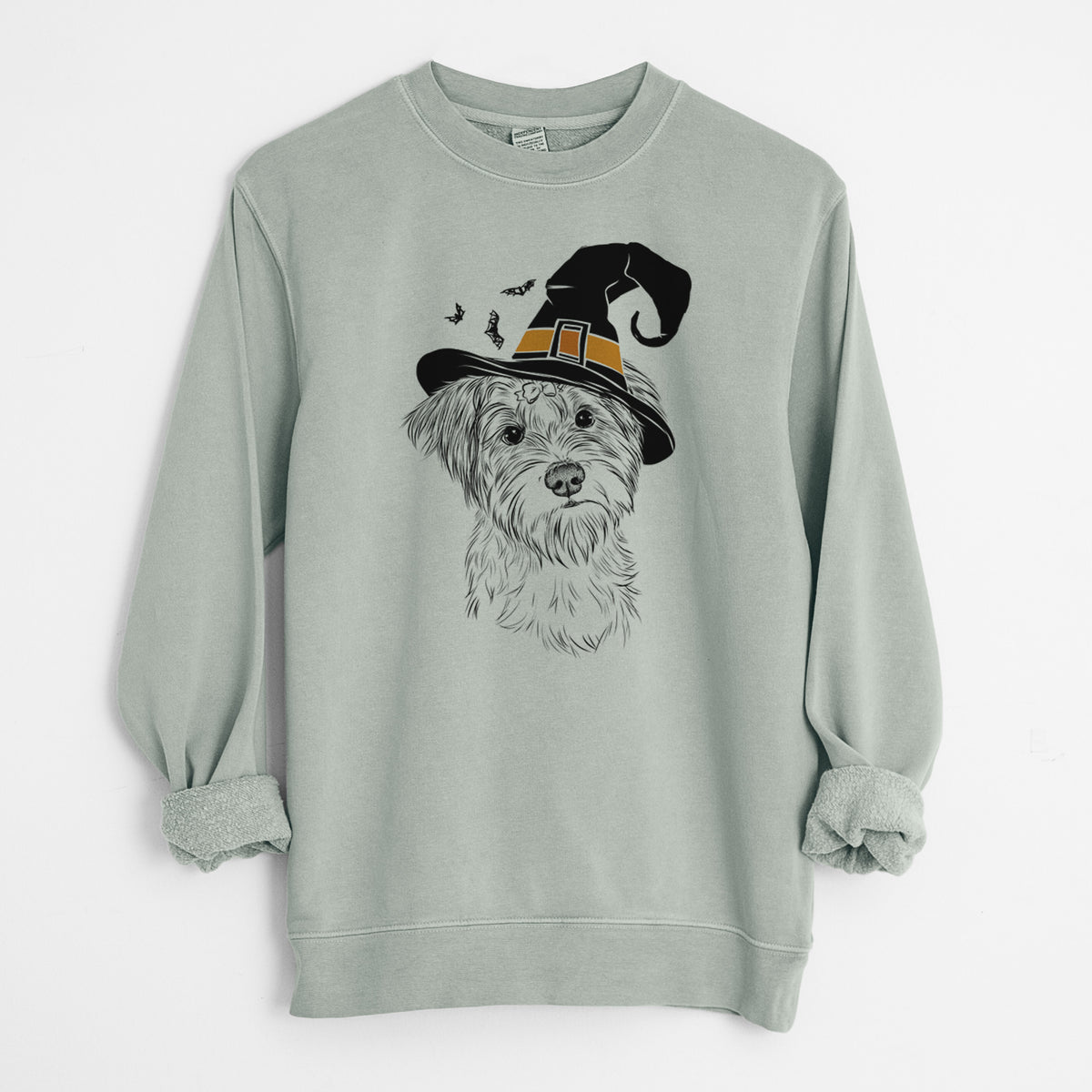 Witch Birdee the Schnauzer Mix - Unisex Pigment Dyed Crew Sweatshirt