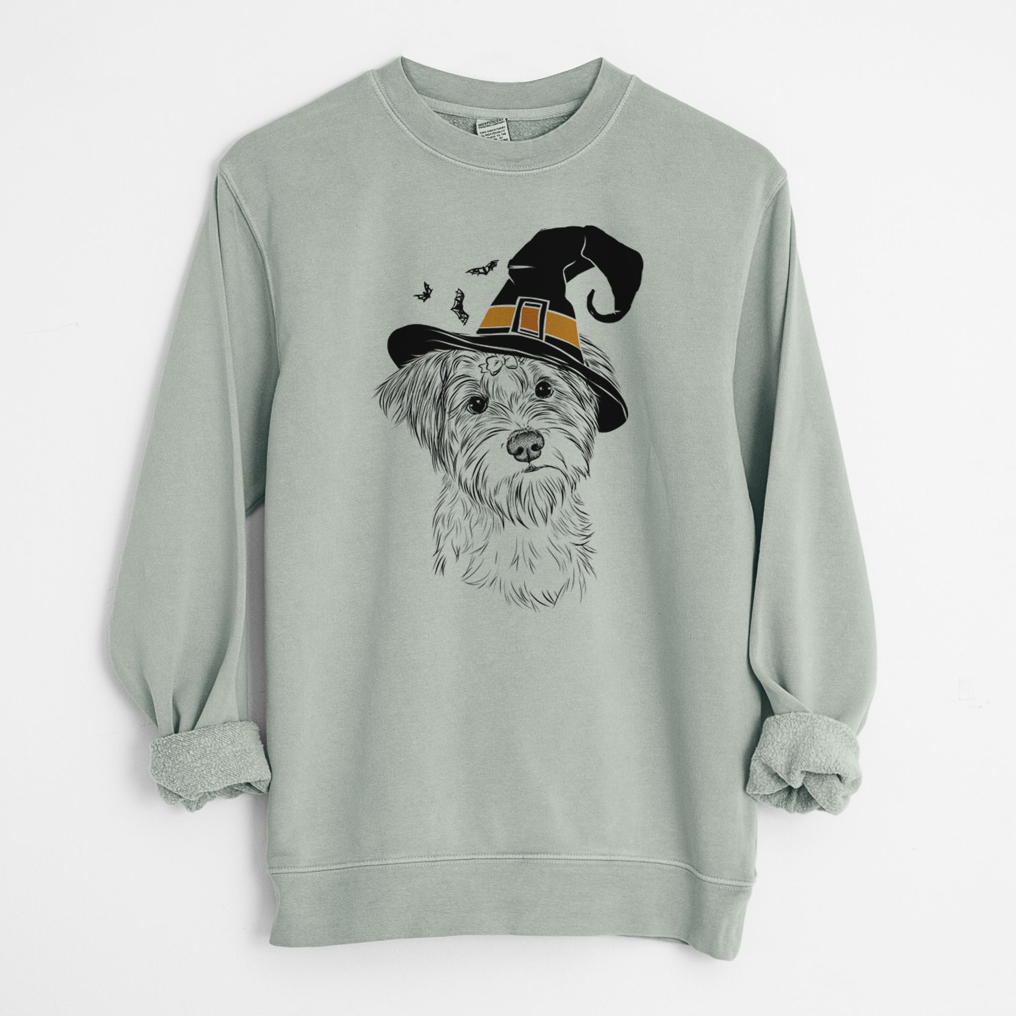 Witch Birdee the Schnauzer Mix - Unisex Pigment Dyed Crew Sweatshirt