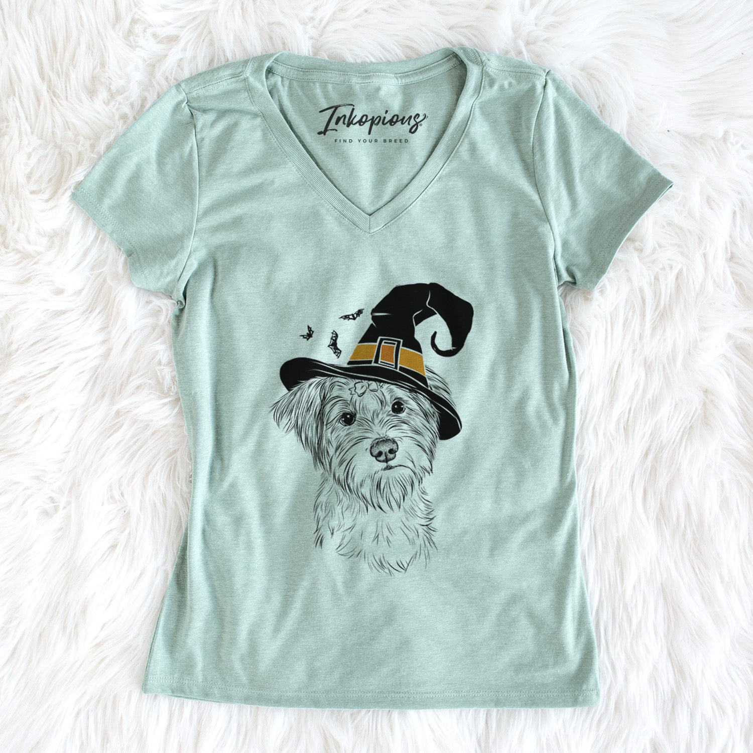 Witch Birdee the Schnauzer Mix - Women's Perfect V-neck Shirt