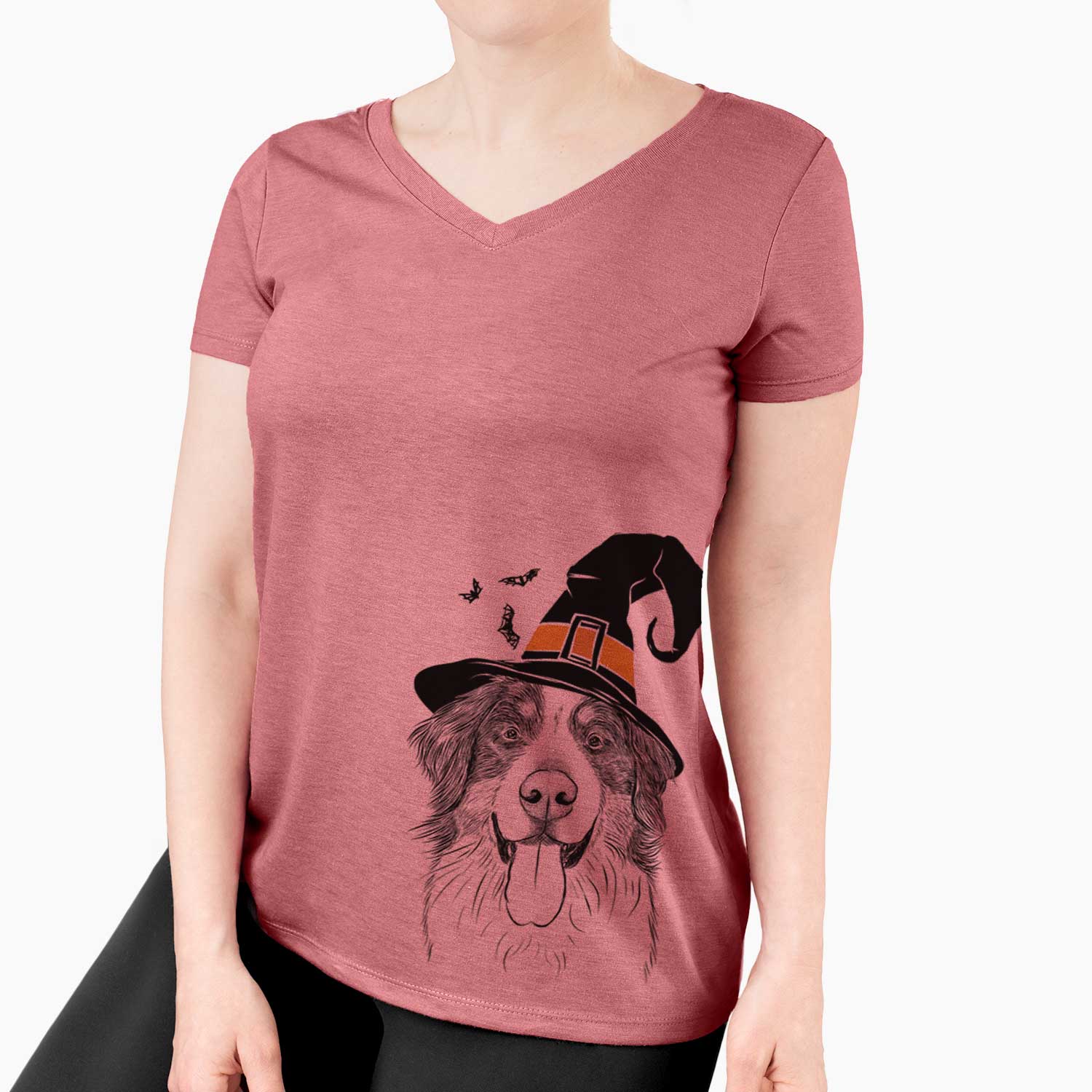 Witch Blaze the Bernese Mountain Dog - Women's V-neck Shirt