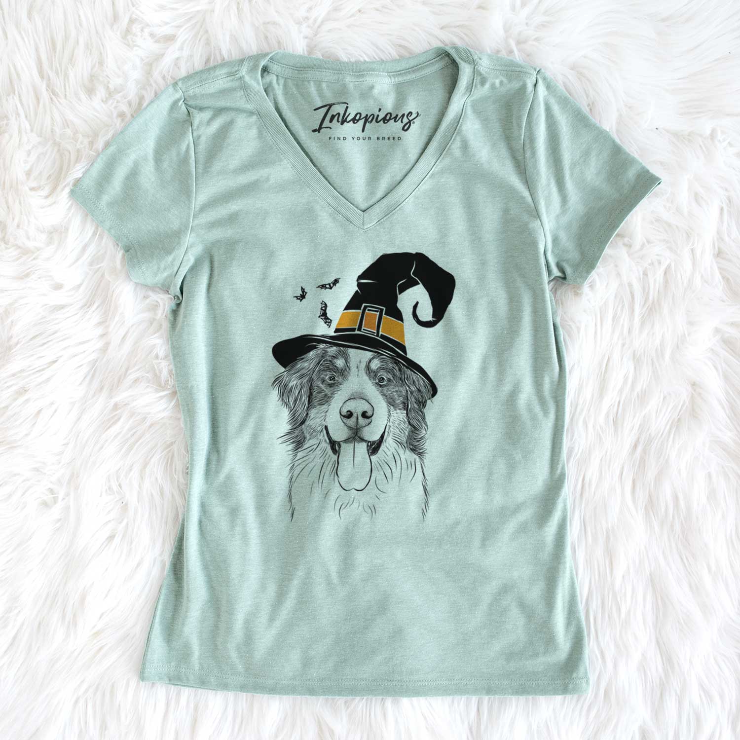 Witch Blaze the Bernese Mountain Dog - Women's V-neck Shirt