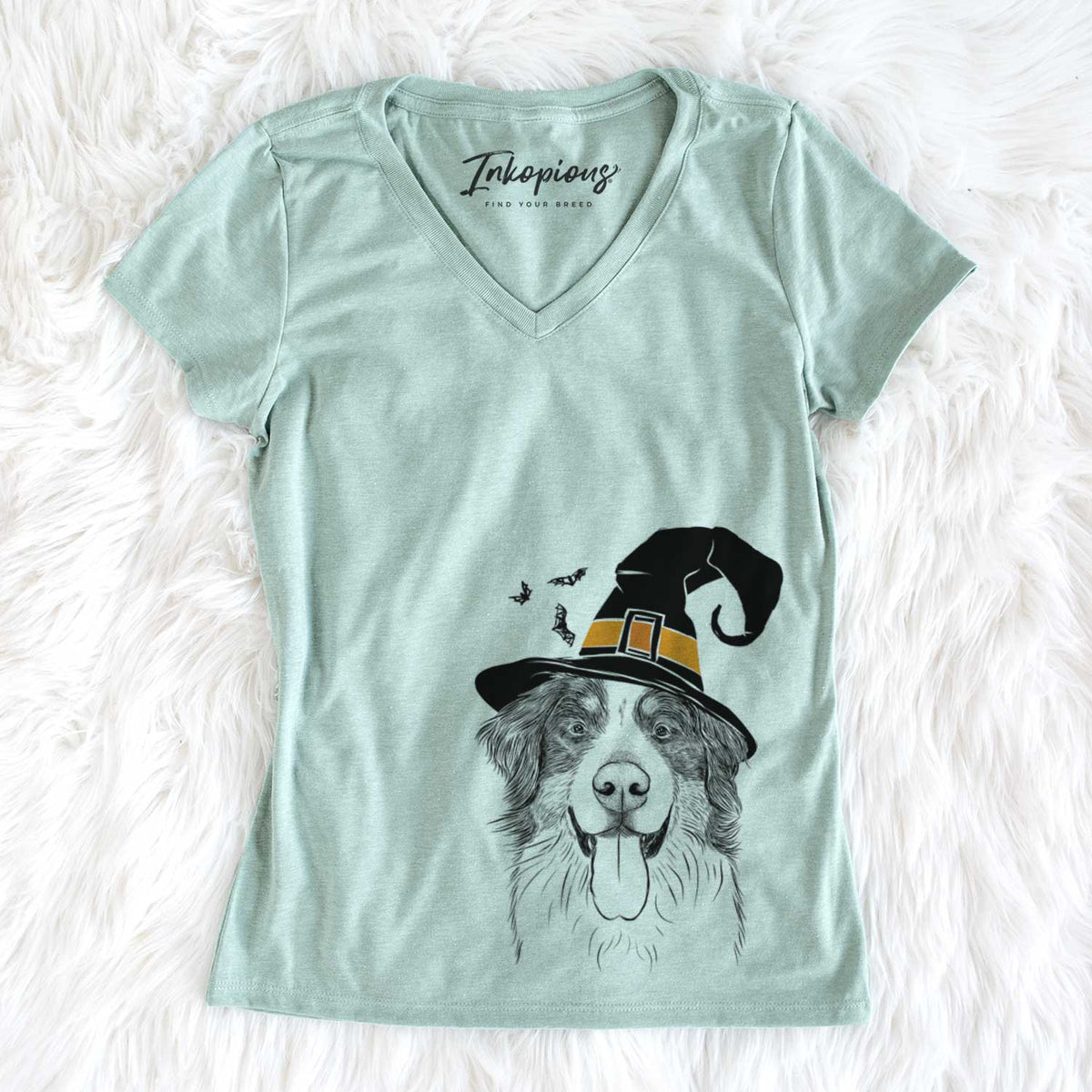 Witch Blaze the Bernese Mountain Dog - Women&#39;s V-neck Shirt