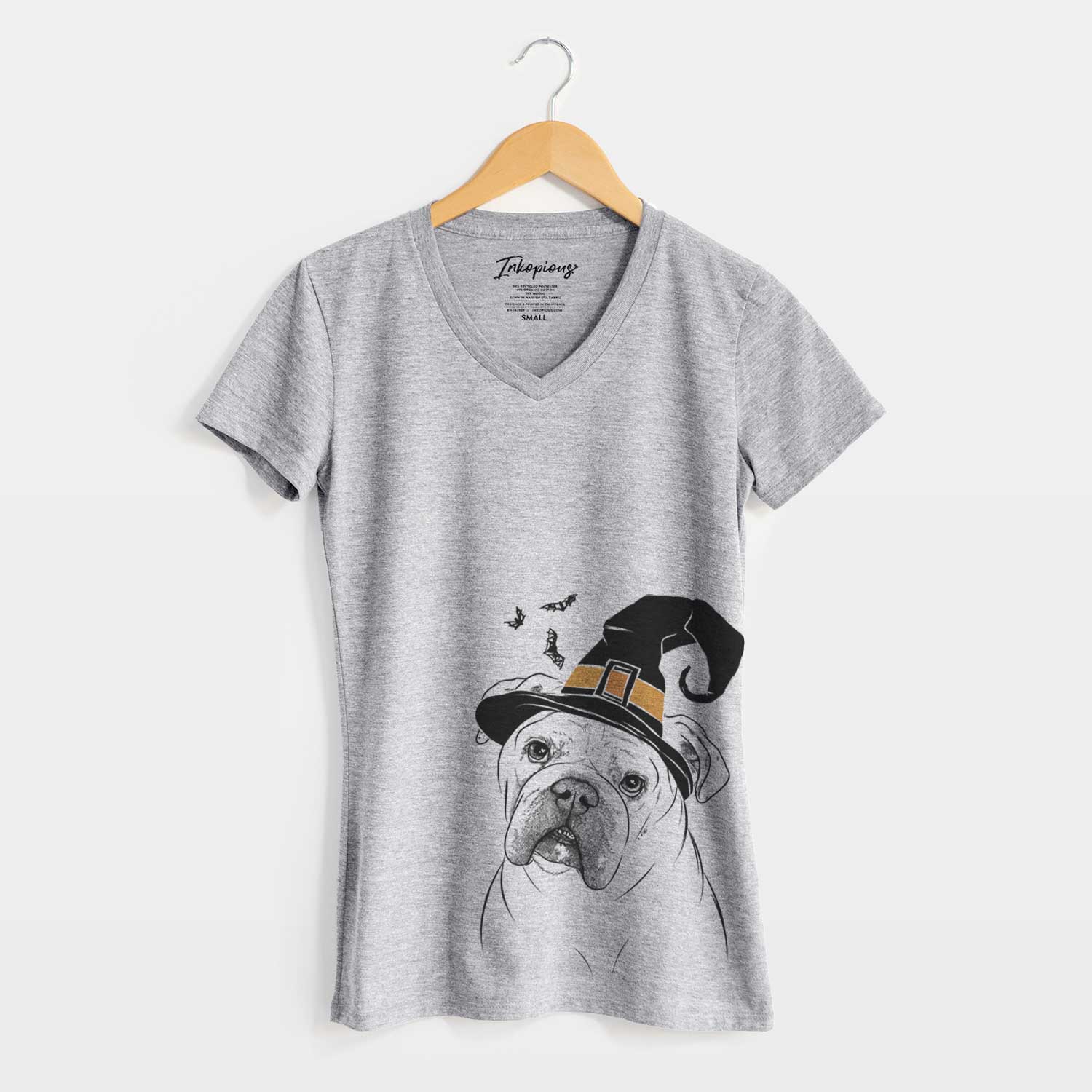 Witch Blossom the English Bulldog - Women's V-neck Shirt