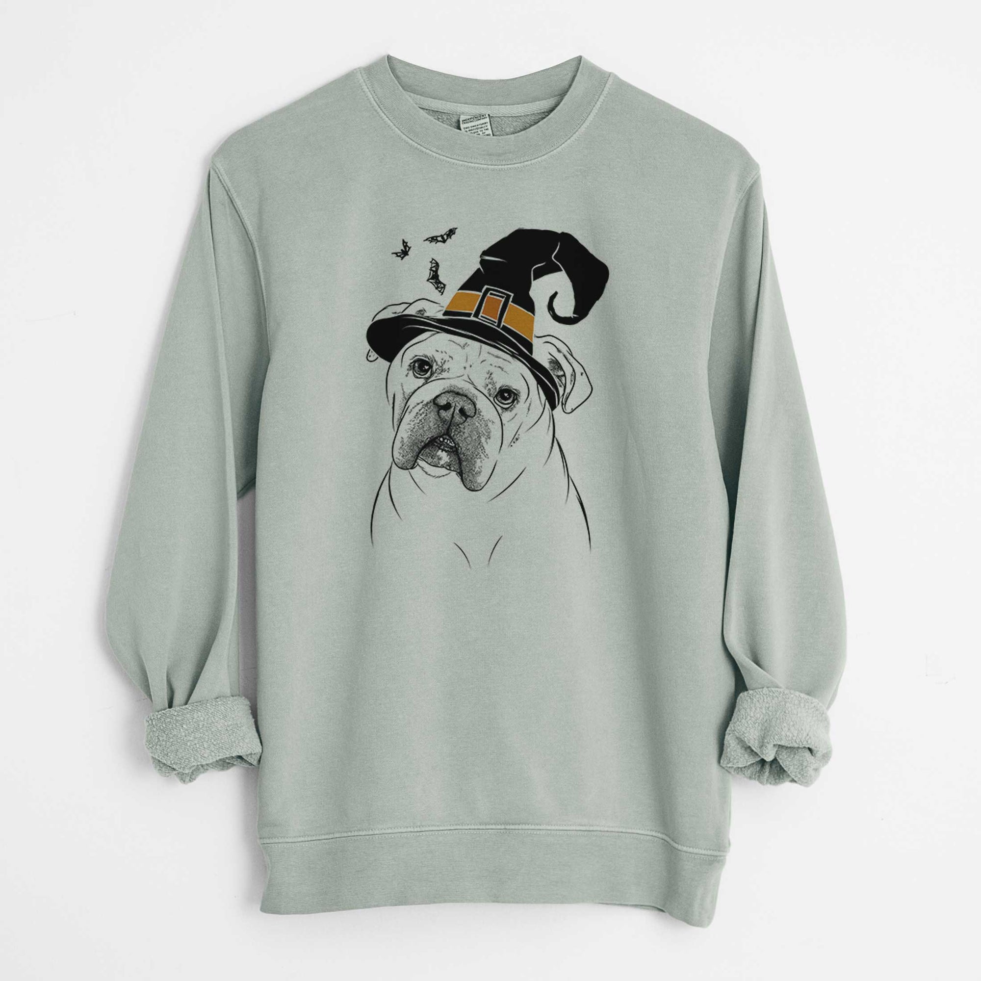 Witch Blossom the English Bulldog - Unisex Pigment Dyed Crew Sweatshirt