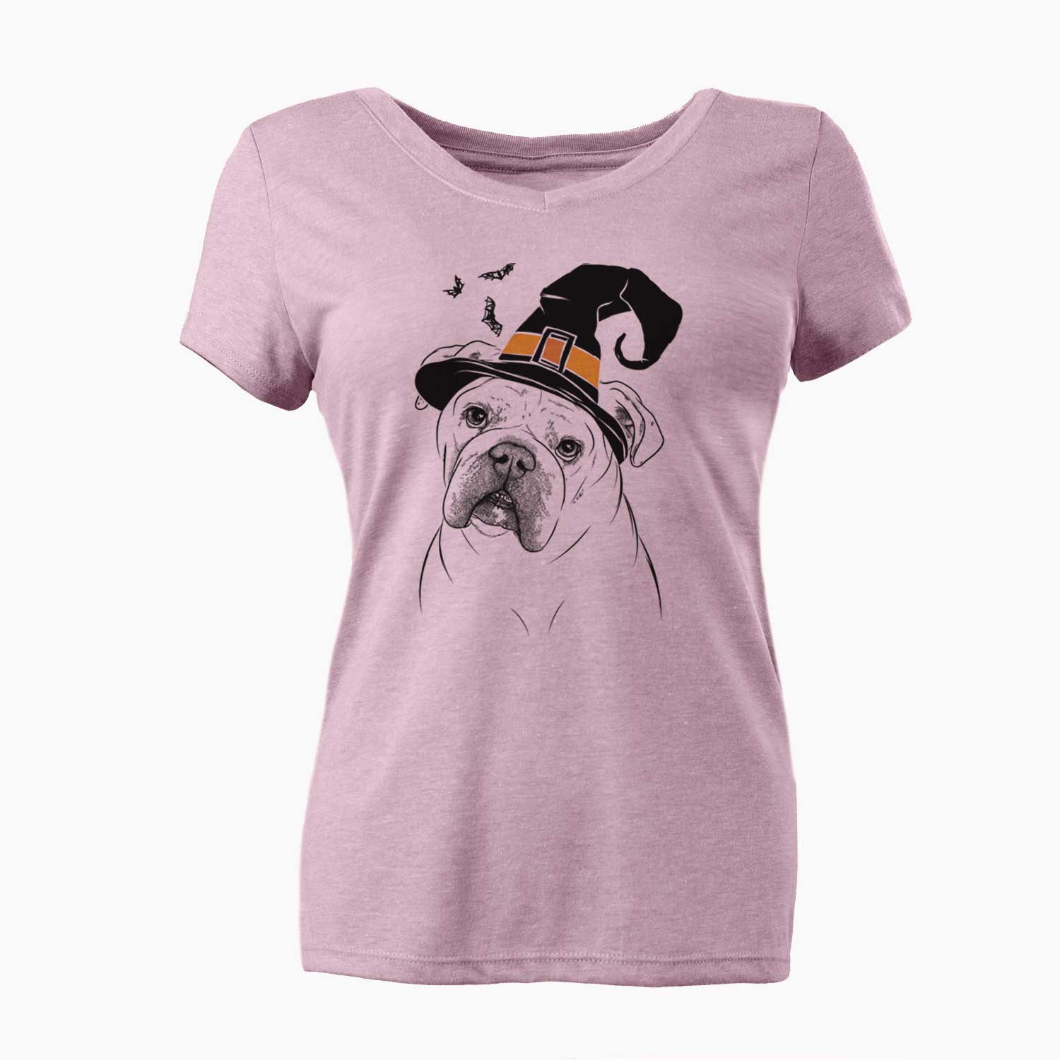 Witch Blossom the English Bulldog - Women's V-neck Shirt