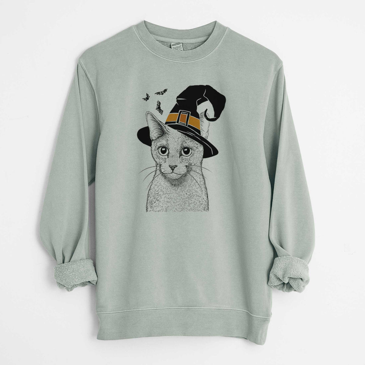 Witch Blue the Russsian Blue Cat - Unisex Pigment Dyed Crew Sweatshirt