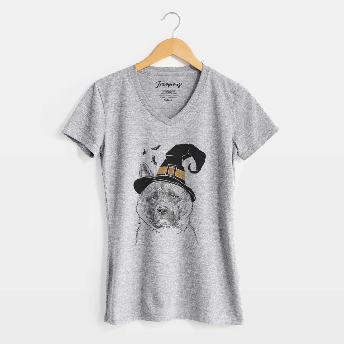 Witch Bo the American Akita - Women's V-neck Shirt