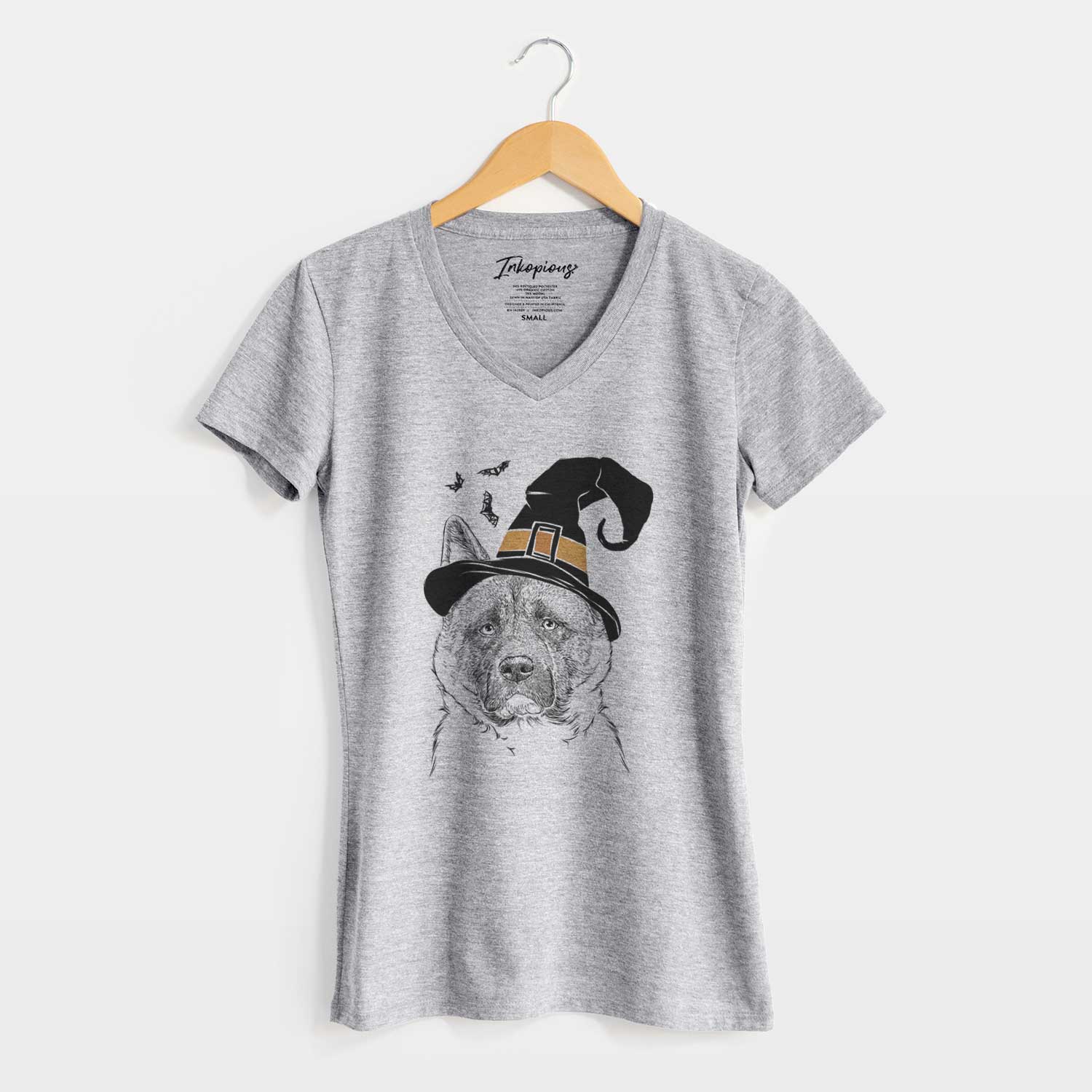 Witch Bo the American Akita - Women's V-neck Shirt