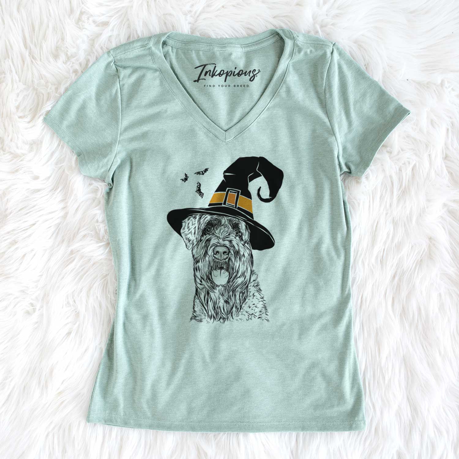 Witch Bonnie the Bouvier Des Flandres - Women's V-neck Shirt