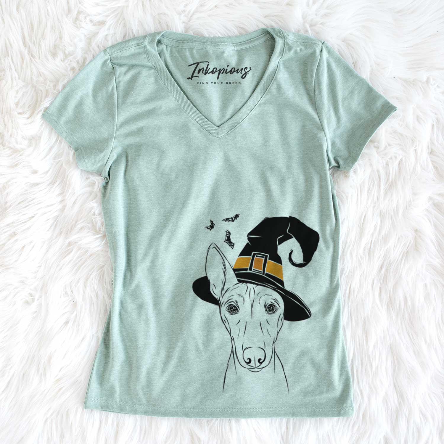 Witch Bonsai the Basenji - Women's V-neck Shirt