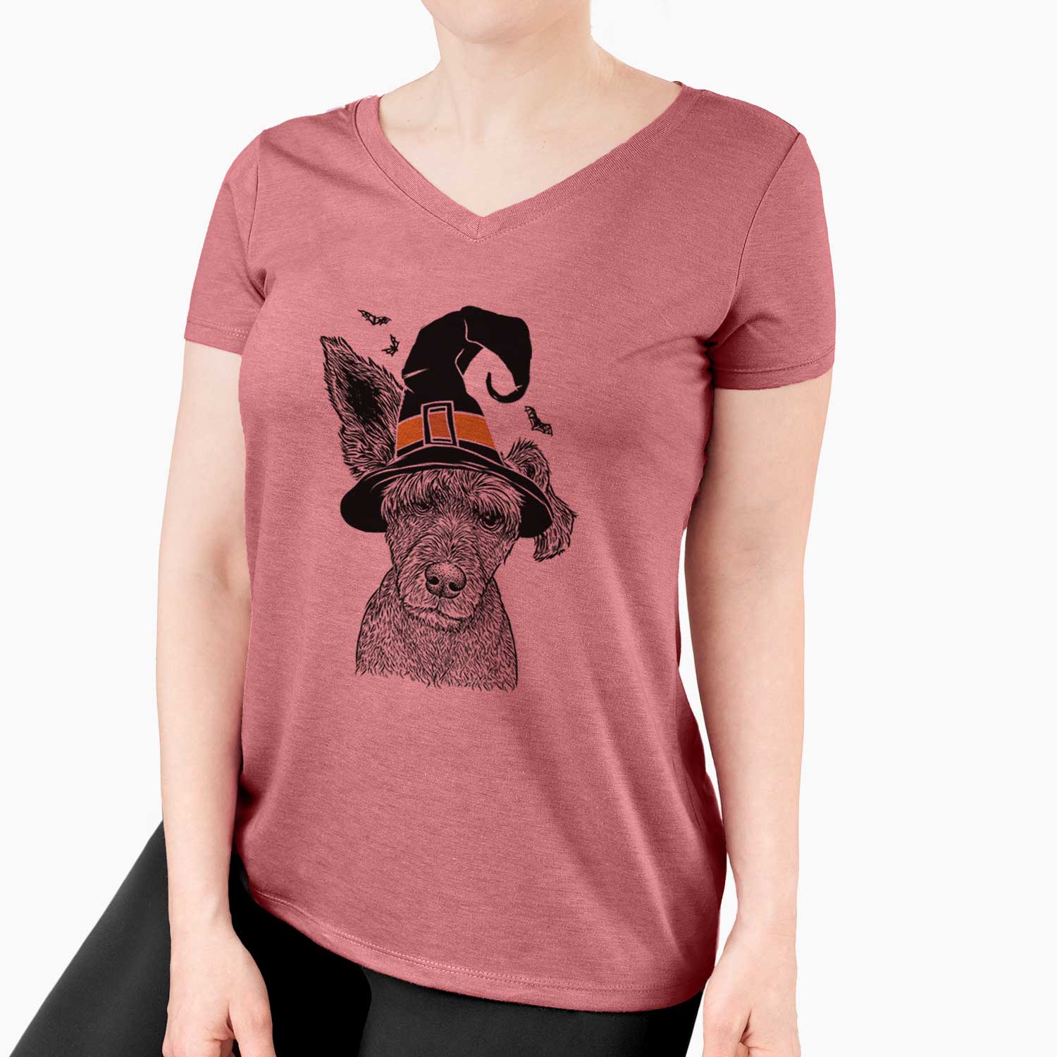 Witch Boodles the Schnauzer Mix - Women's V-neck Shirt