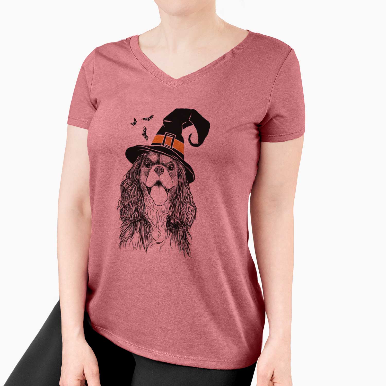 Witch Brandy the Cavalier King Charles Spaniel - Women's V-neck Shirt