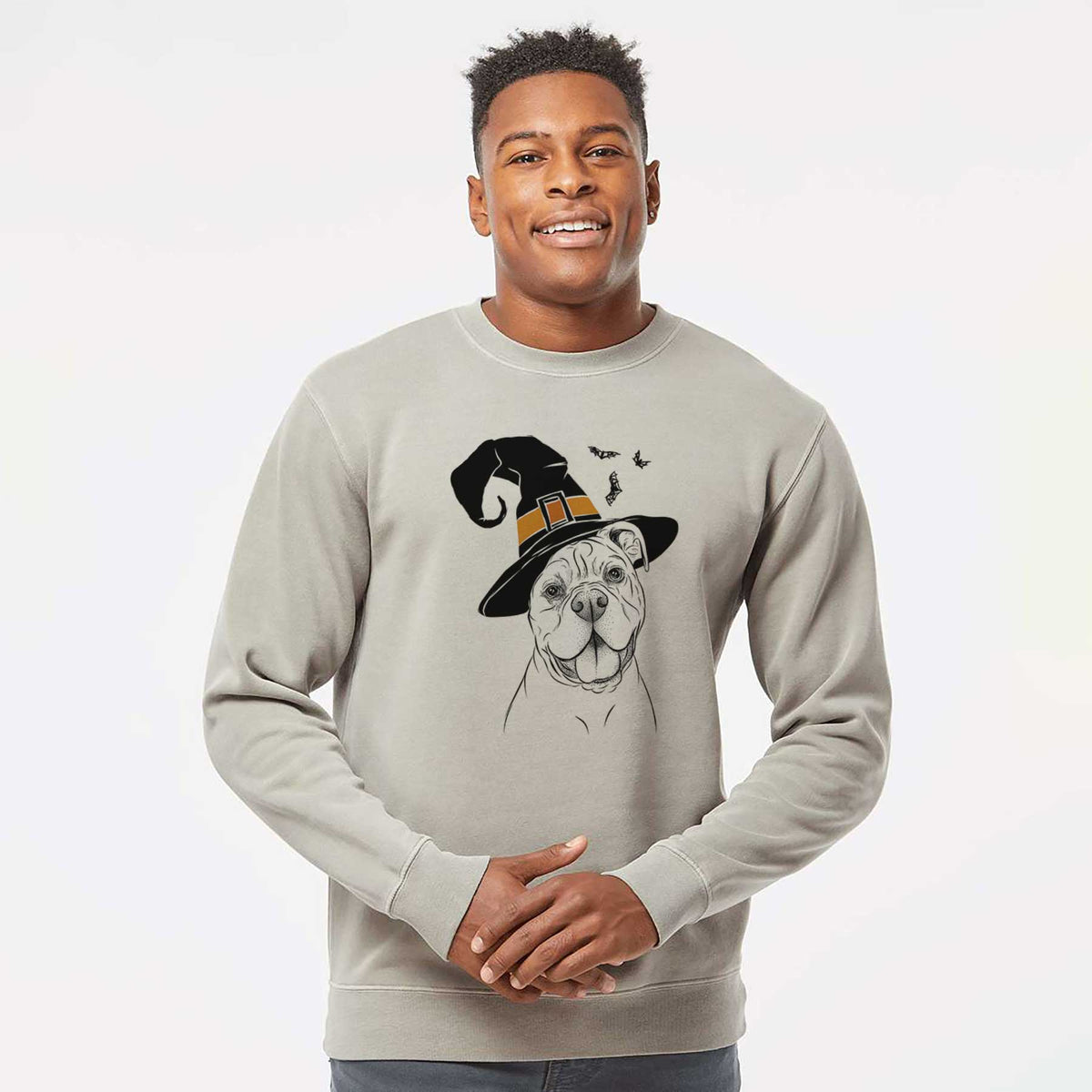 Witch Bravo the Bulldog Mix - Unisex Pigment Dyed Crew Sweatshirt